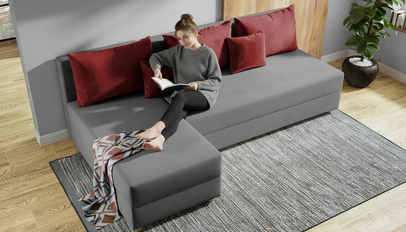 Coltar extensibil Dafini, gri + rosu  3