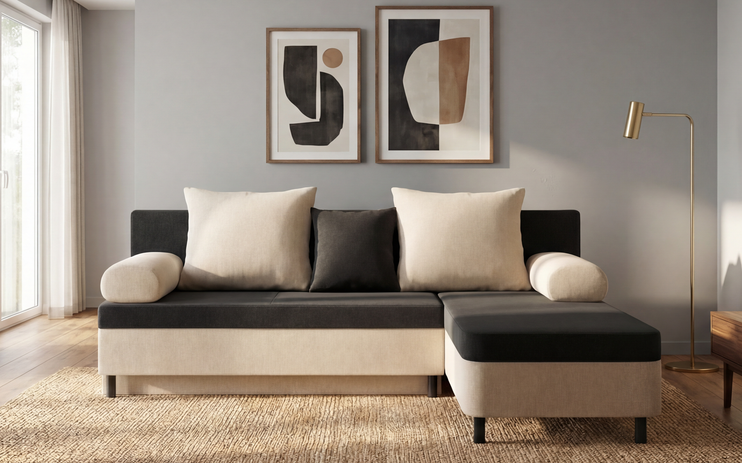 Coltar extensibil Dani M, negru + bej  3