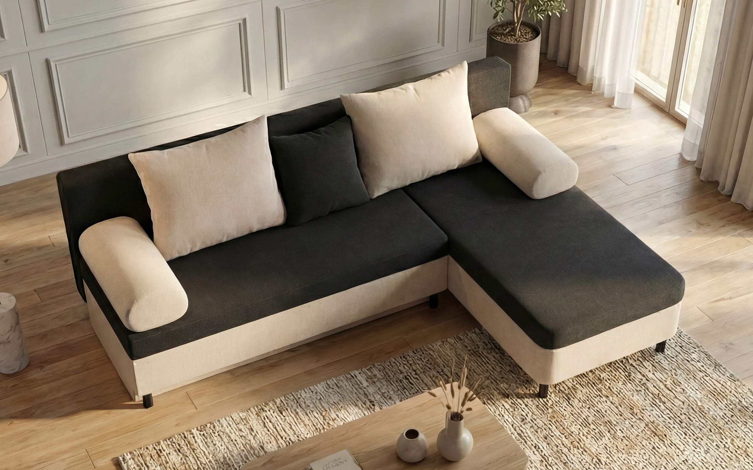 Coltar extensibil Dani M, negru + bej  4