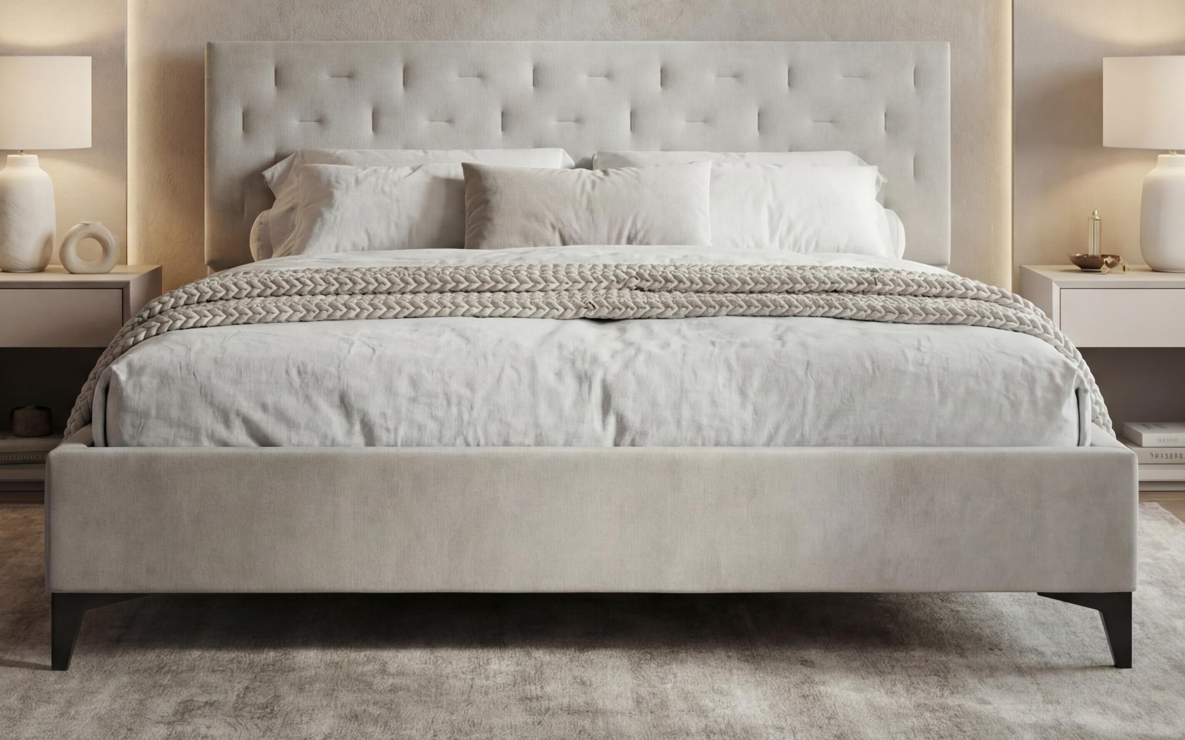 Pat dublu tapitat 160/200 Dalia, bej deschis  2