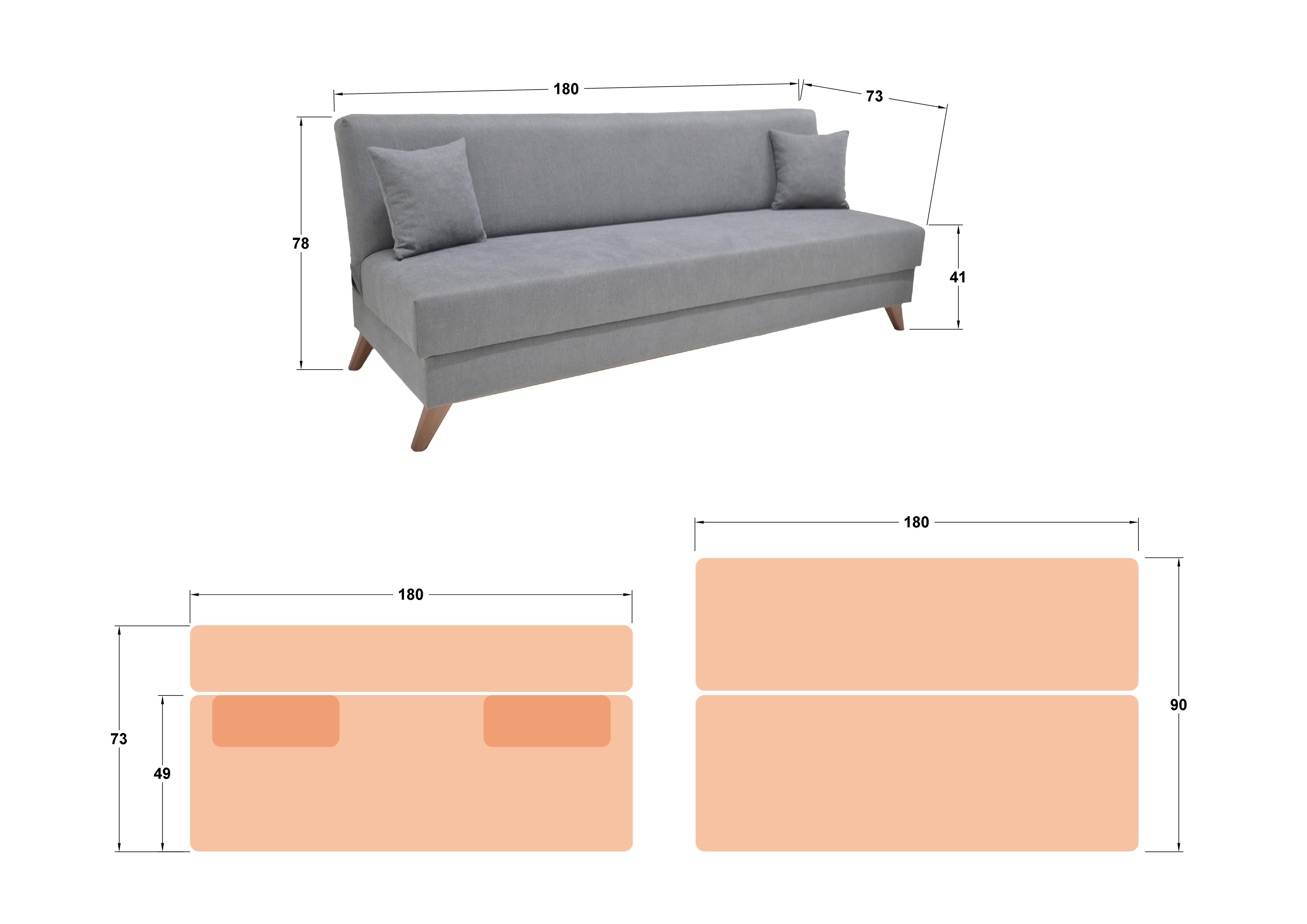 Canapea extensibila click- clack Lendo, maro  2