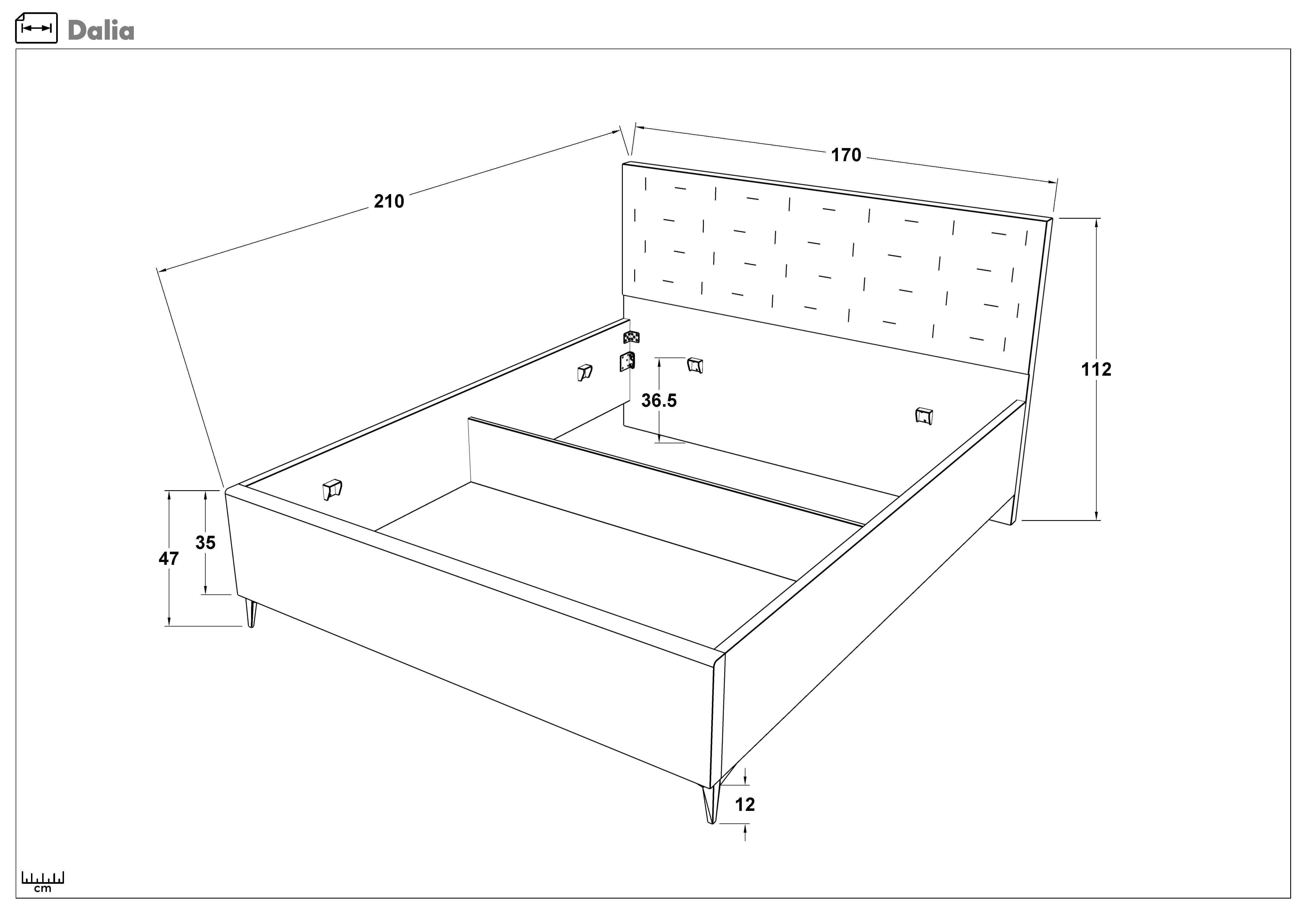 Двуспальная кровать с мягкой обивкой под матрас 160/200 Далия, синий  2