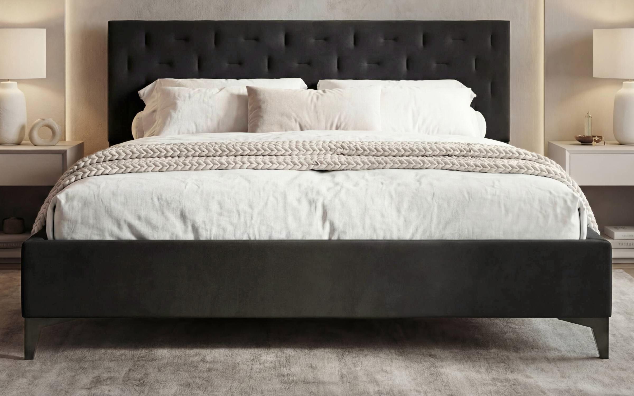 Pat dublu tapitat 160/200 Dalia, gri inchis  2