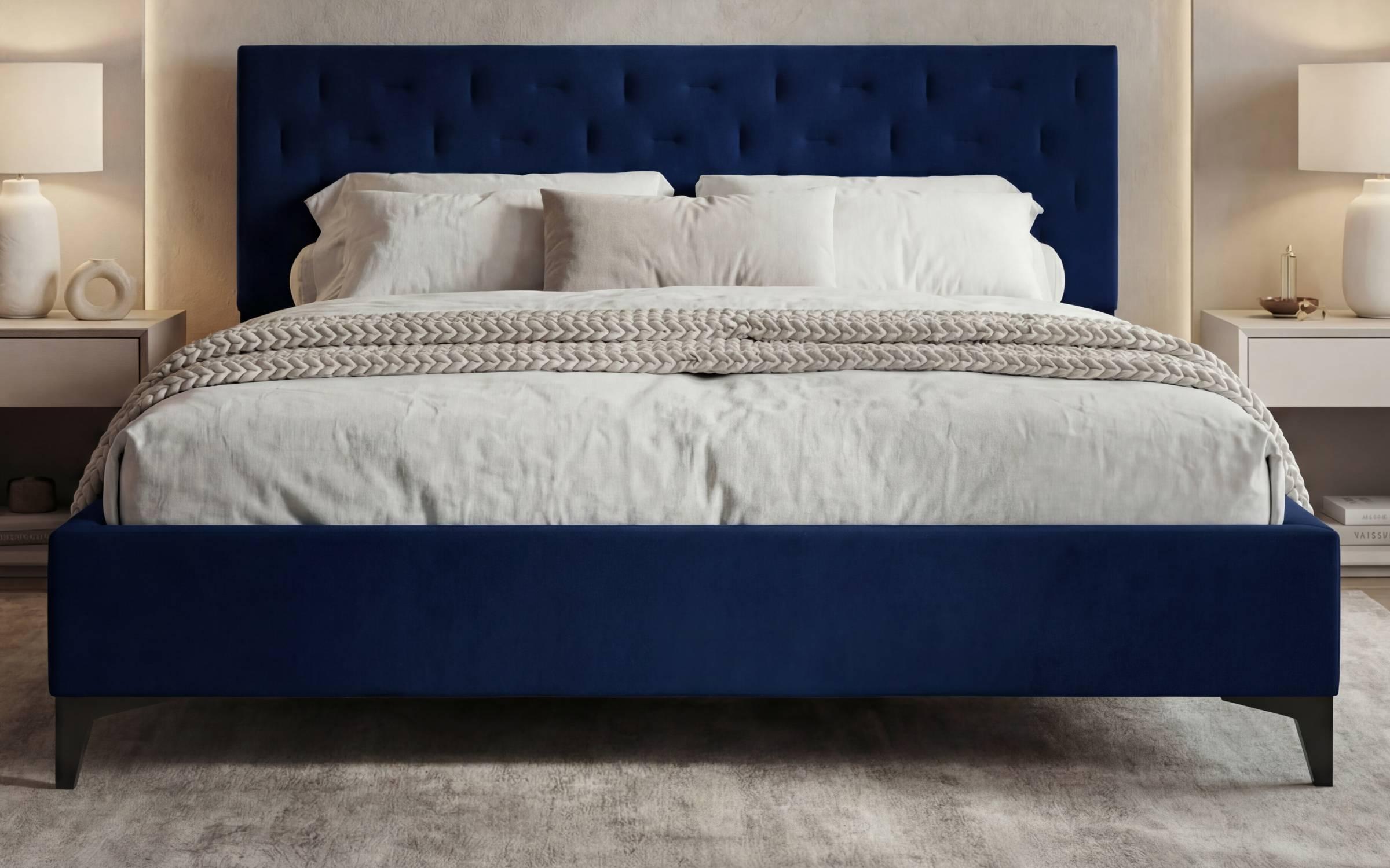 Pat dublu tapitat 160/200 Dalia, albastru  2