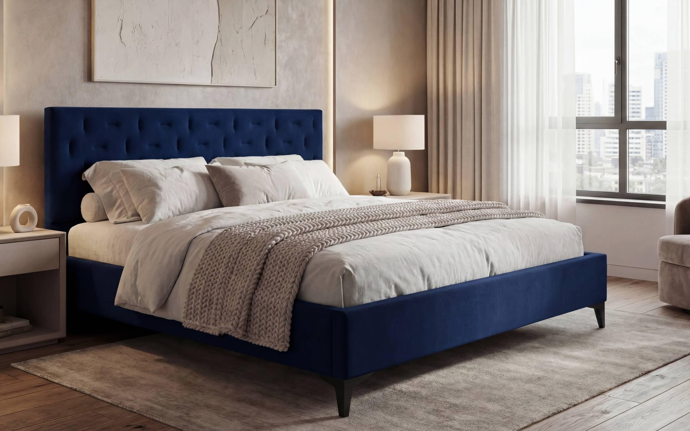 Pat dublu tapitat 160/200 Dalia, albastru  1