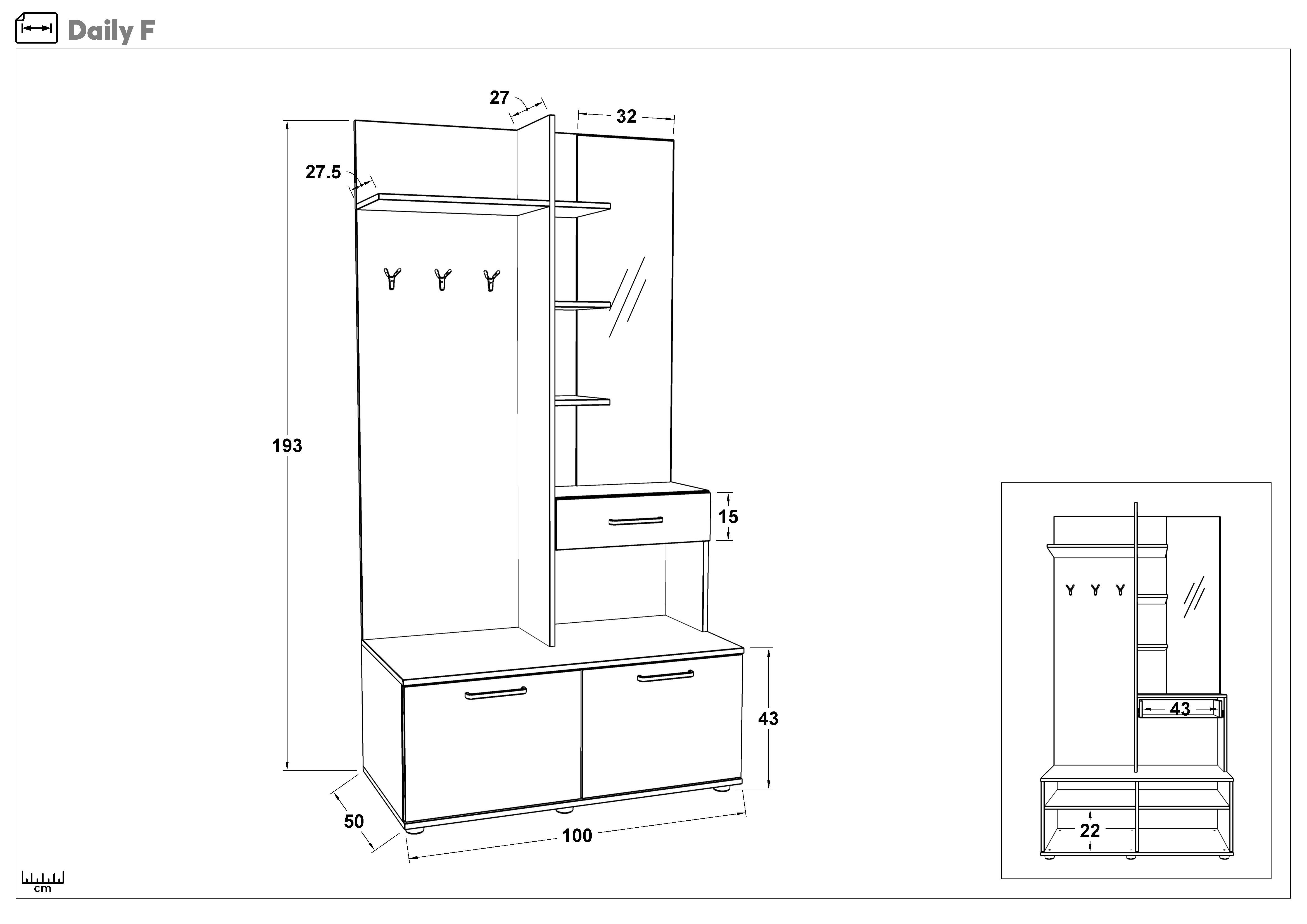 Cuier Daily, stejar antracit + casmir  2