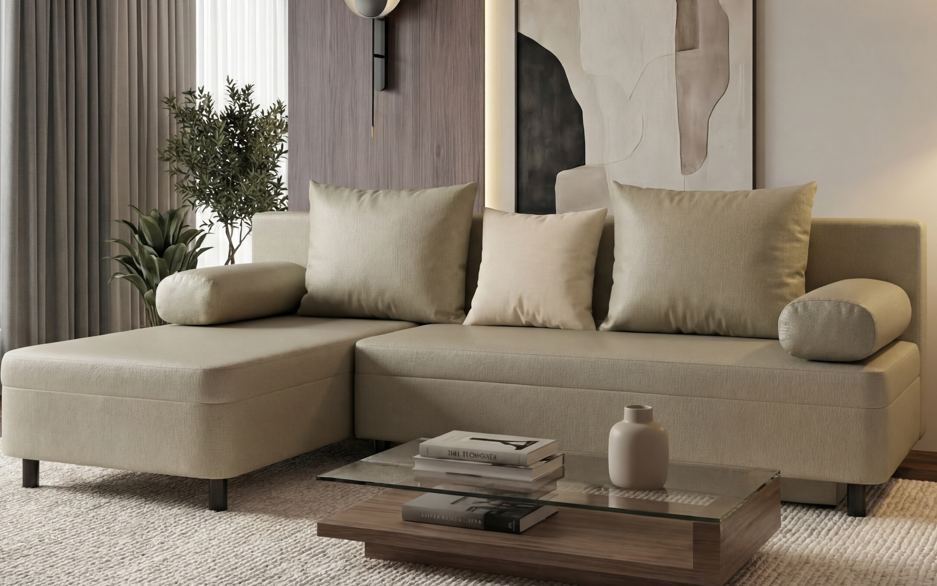 Coltar extensibil Delano, bej inchis + bej deschis  3