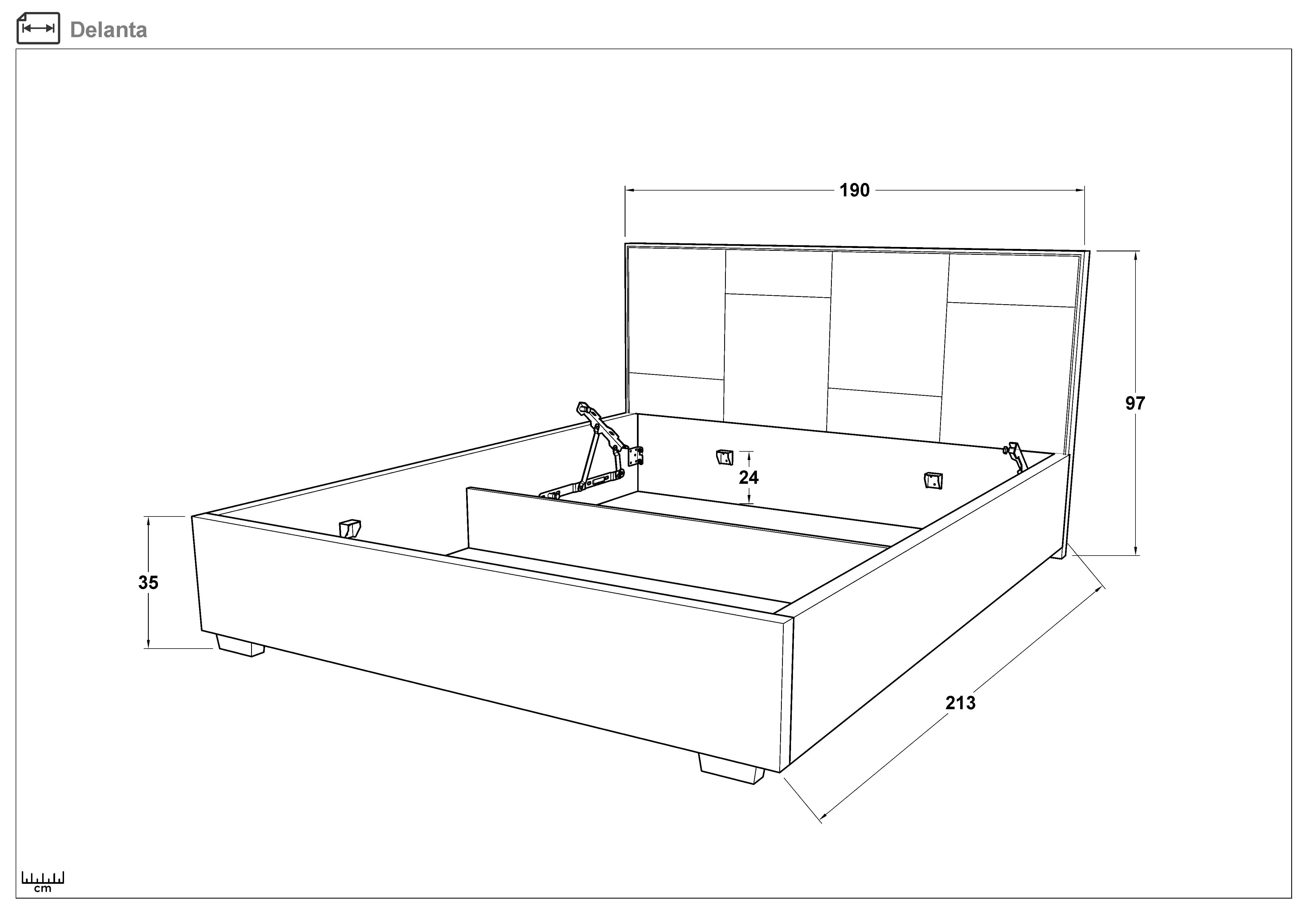 Pat dublu tapitat 180/200 Delanta, maro deschis  2