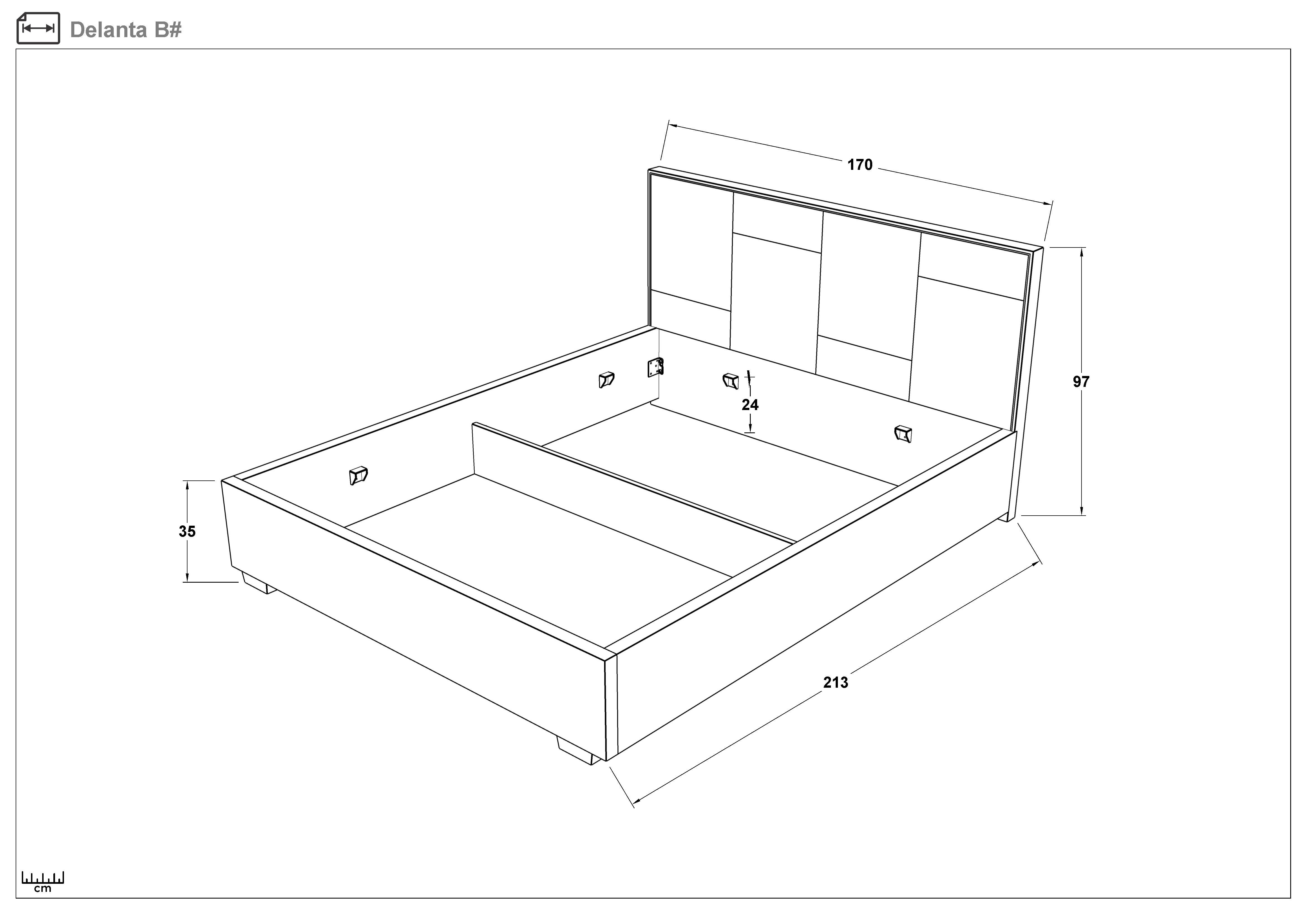 Двуспальная кровать с мягкой обивкой под матрас 160/200 Деланта, синий  2