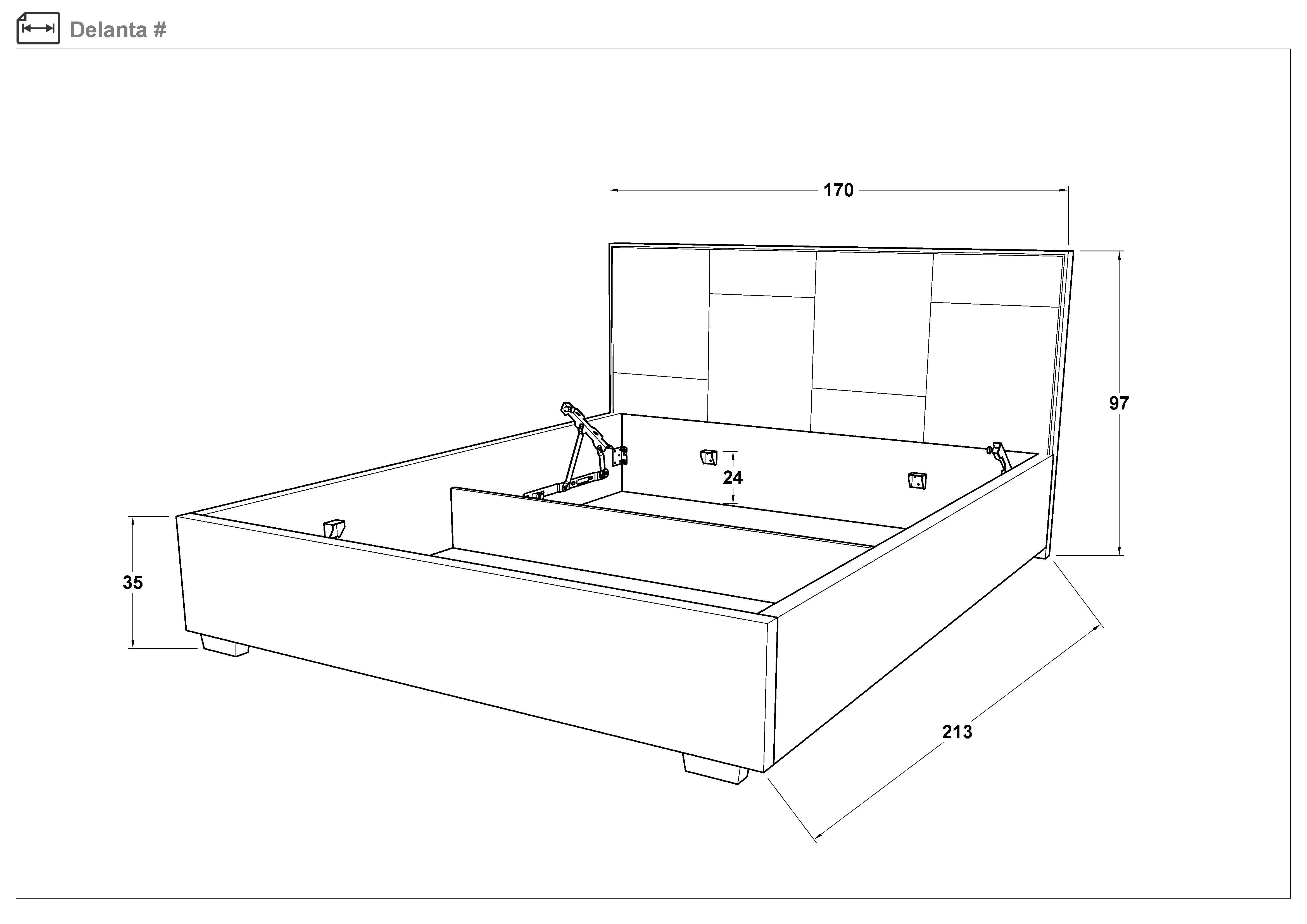 Pat dublu tapitat 160/200 Delanta, gri  2