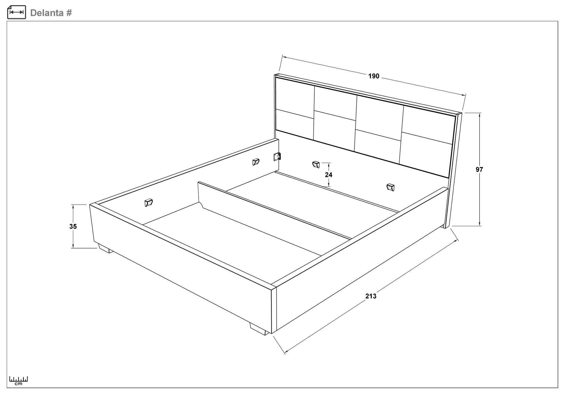 Двуспальная кровать с мягкой обивкой под матрас 180/200 Деланта, светло-коричневый  2