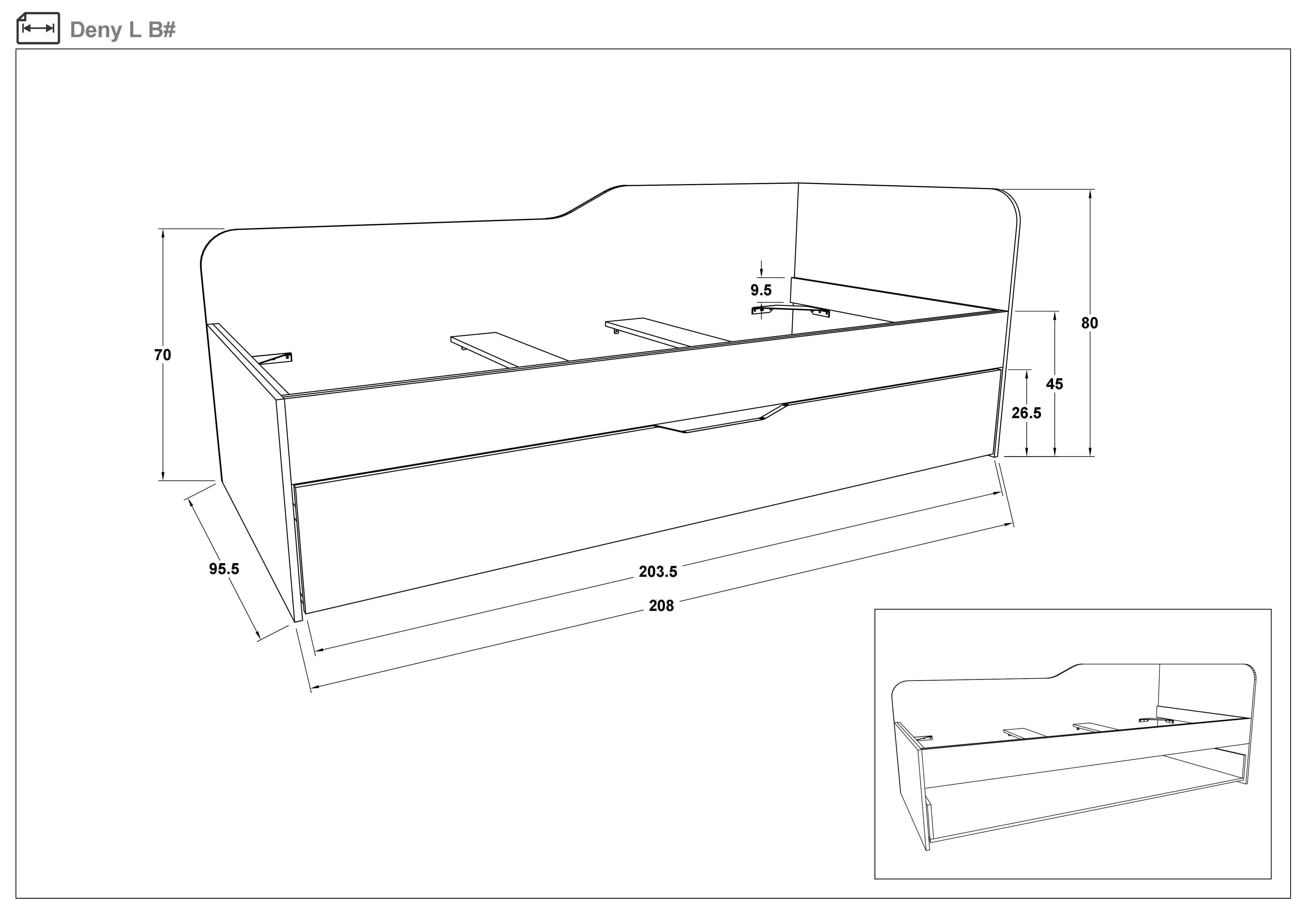 Pat sandwich 90/200 Deni, stejar scandinav deschis  2