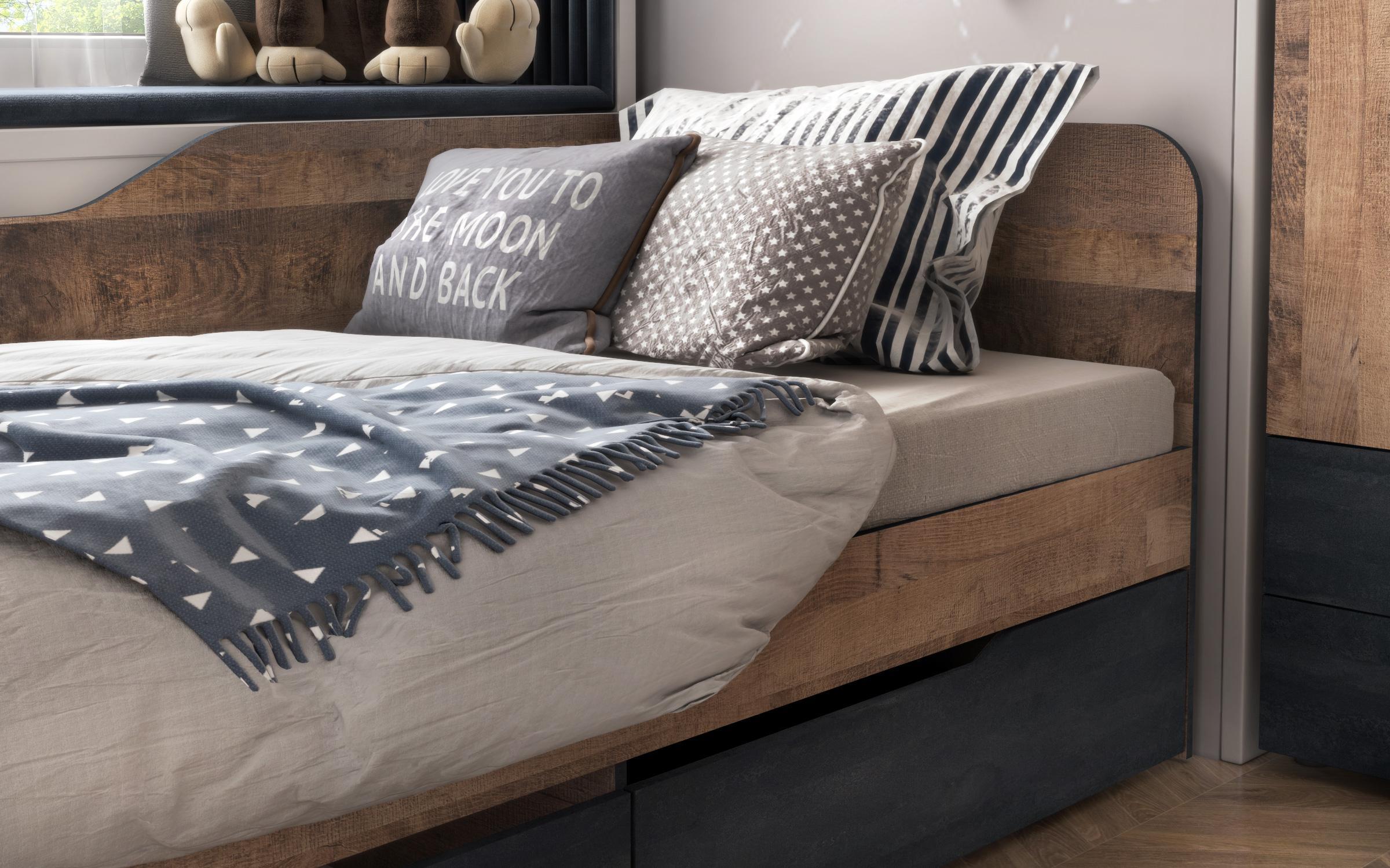 Set dormitor 90/200 Chico + saltea, stejar colonial + Magma  8