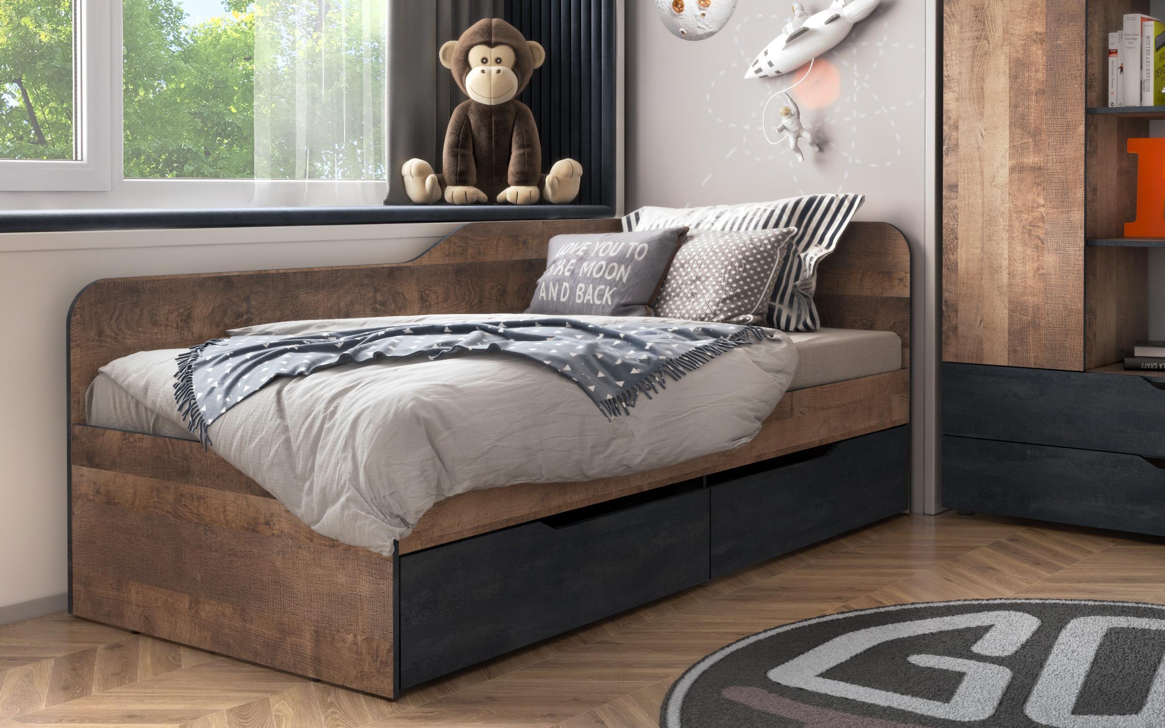 Set dormitor 90/200 Chico + saltea, stejar colonial + Magma  4