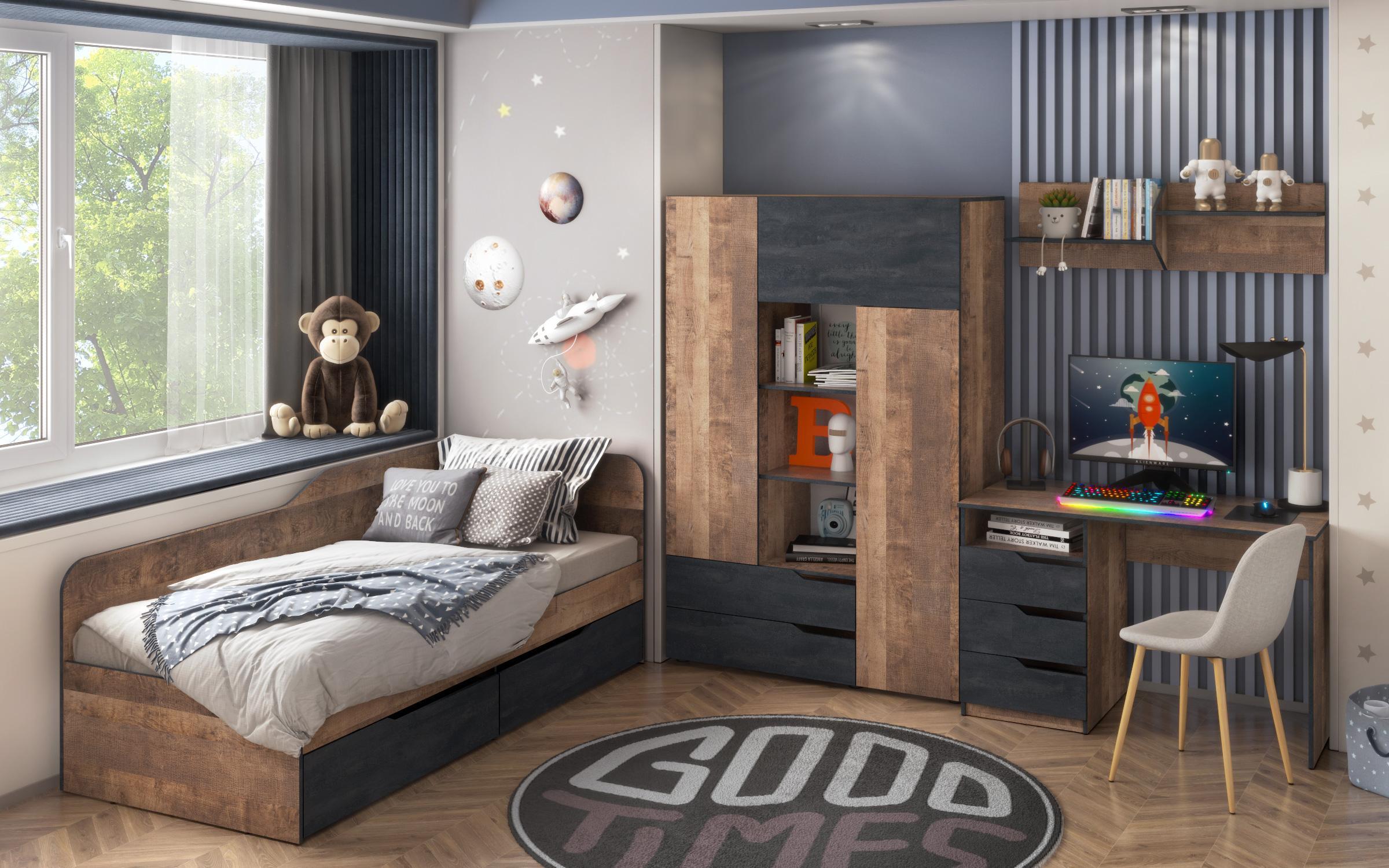 Set dormitor 90/200 Chico, stejar colonial + Magma  3