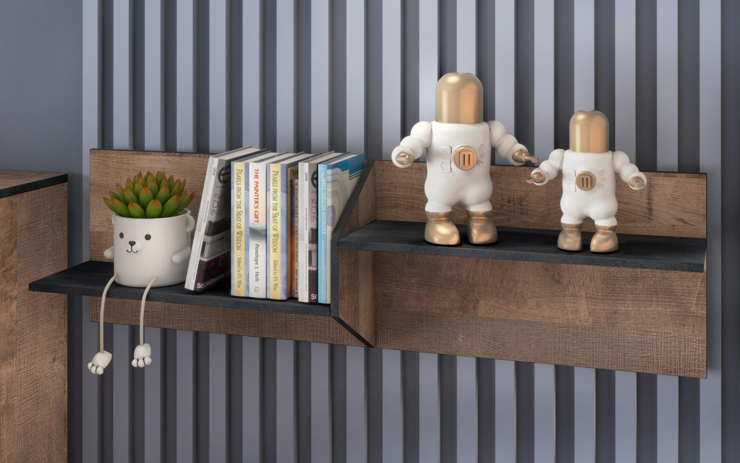 Set dormitor 90/200 Chico + saltea, stejar colonial + Magma  6