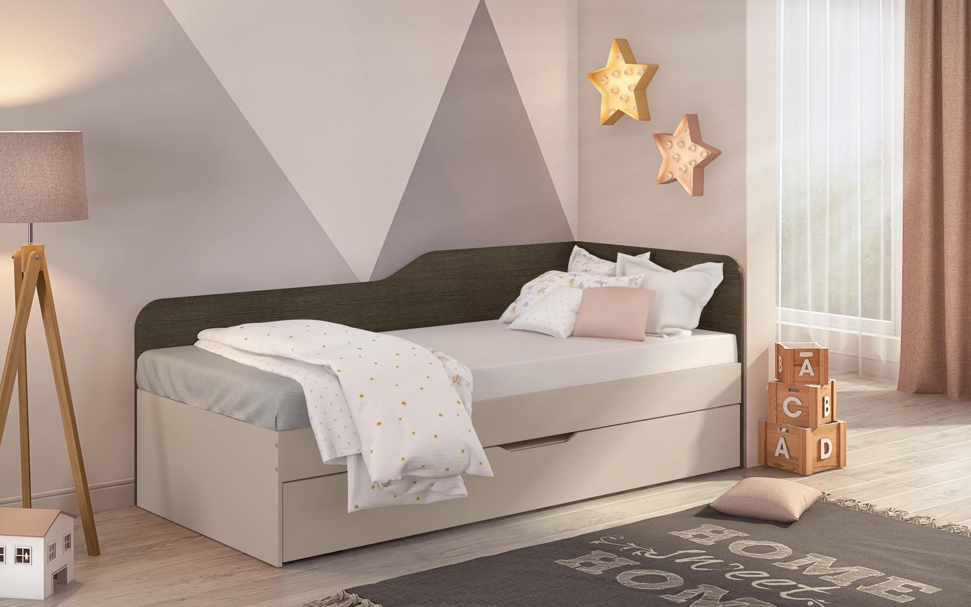 Pat sandwich 90/200 Deni + saltea, casmir + stejar antracit  3