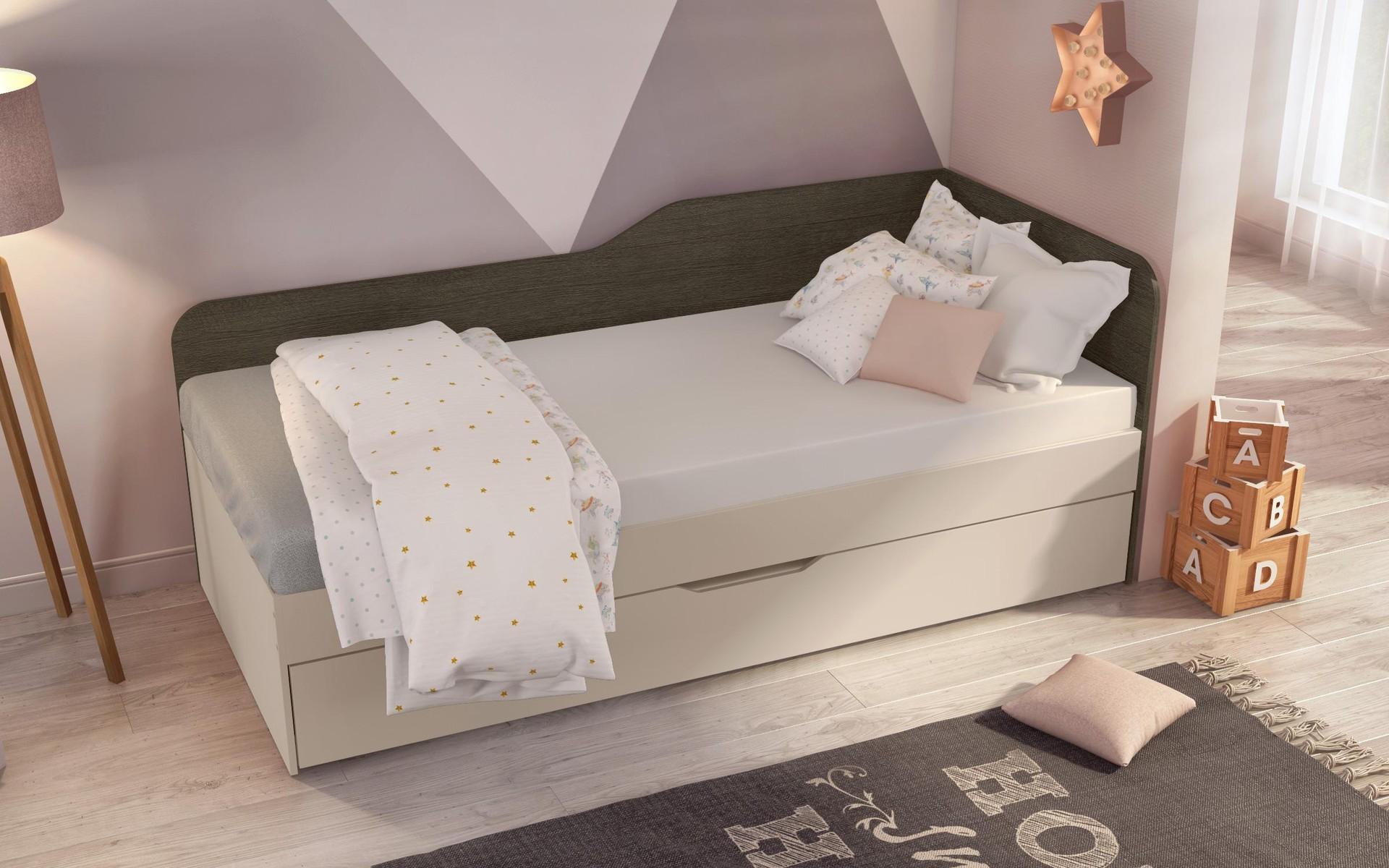 Pat sandwich 90/200 Deni + saltea, casmir + stejar antracit  4