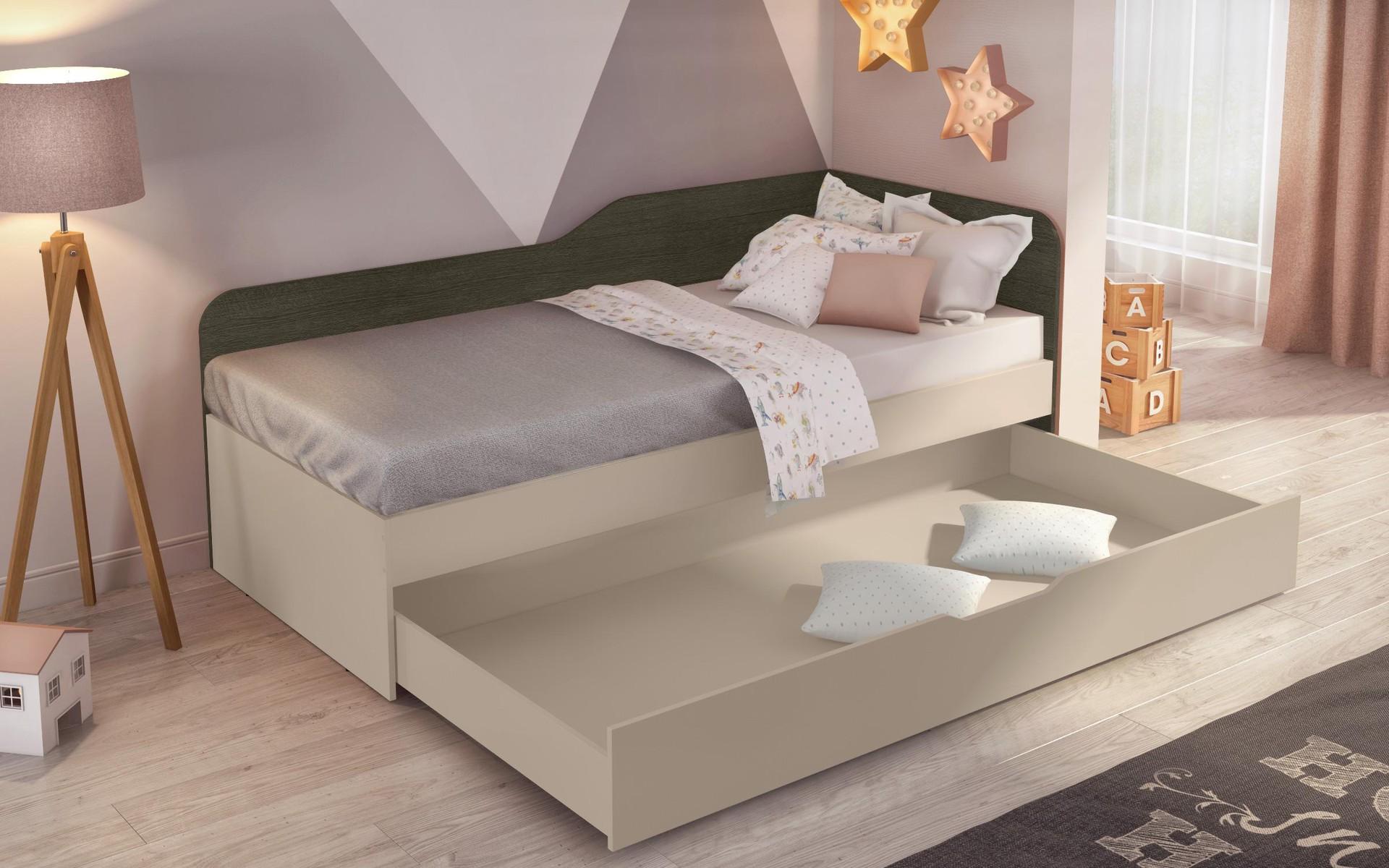 Pat sandwich 90/200 Deni + saltea, casmir + stejar antracit  5