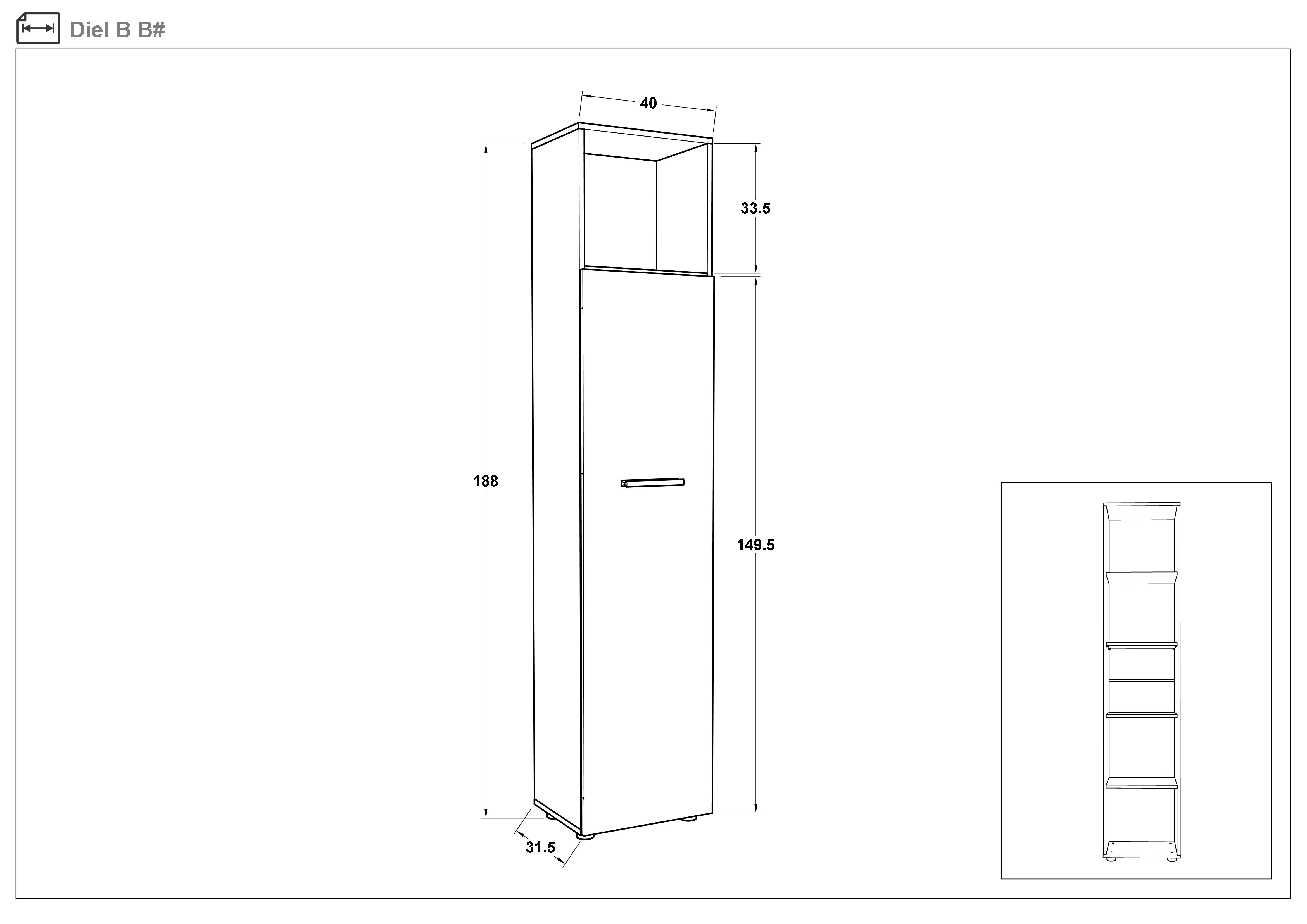 Dulap Diel B, stejar sonoma + alb lucios  2