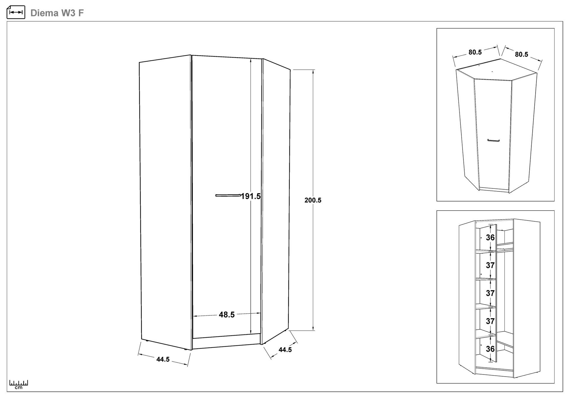 Dulap de colt Diema, stejar sonoma + antracit mat  2