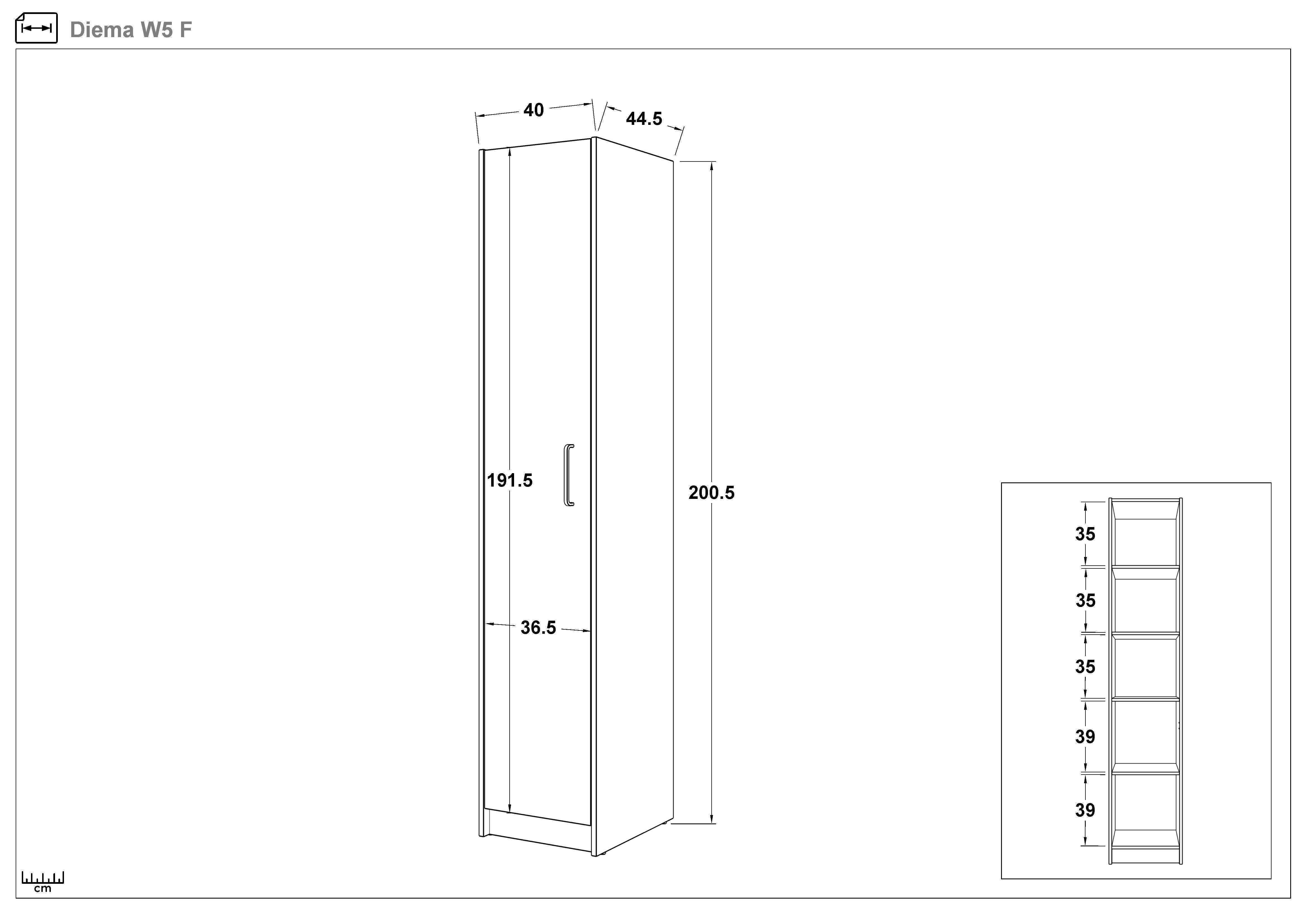 Dulap cu o usa Diema A, stejar sonoma + antracit mat  2