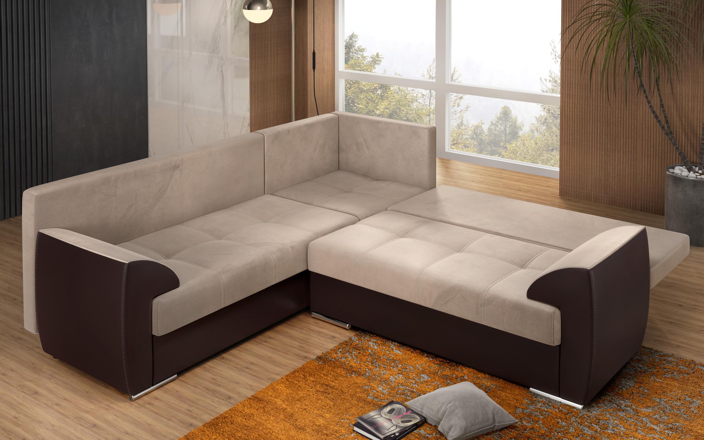 Coltar pentru living Deman, bej + piele maro  7