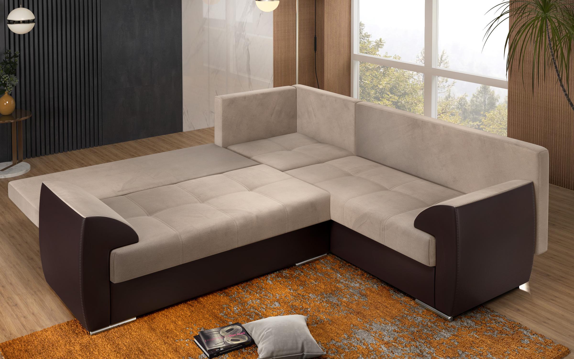 Coltar pentru living Deman, bej + piele maro  8