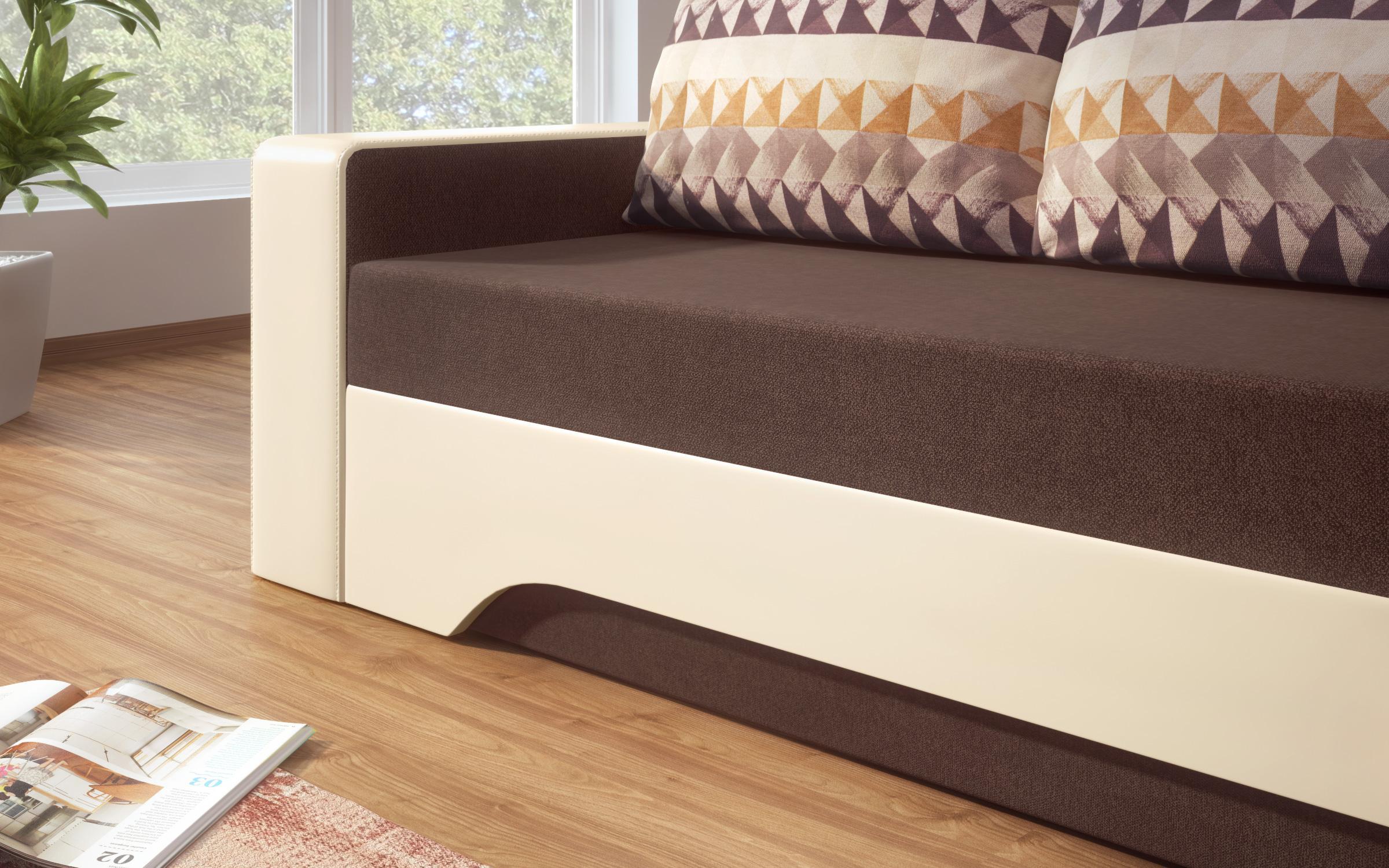 Canapea extensibila Elia IV, maro + piele bej  4