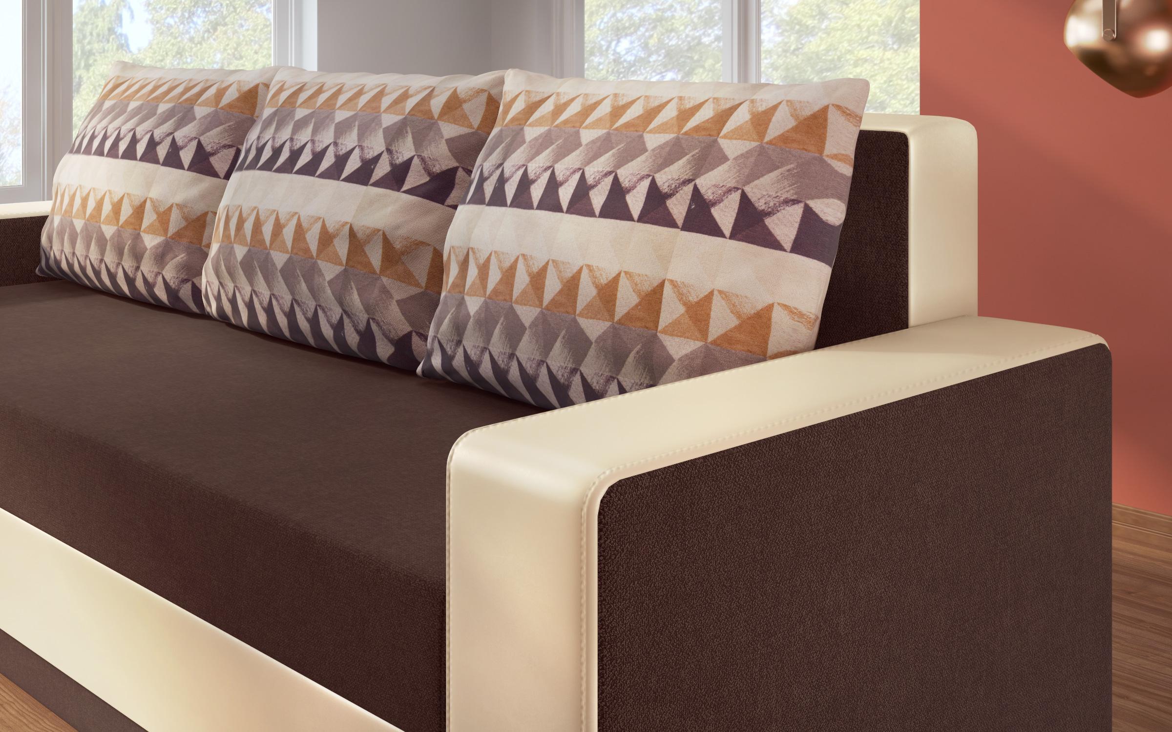 Canapea extensibila Elia IV, maro + piele bej  5