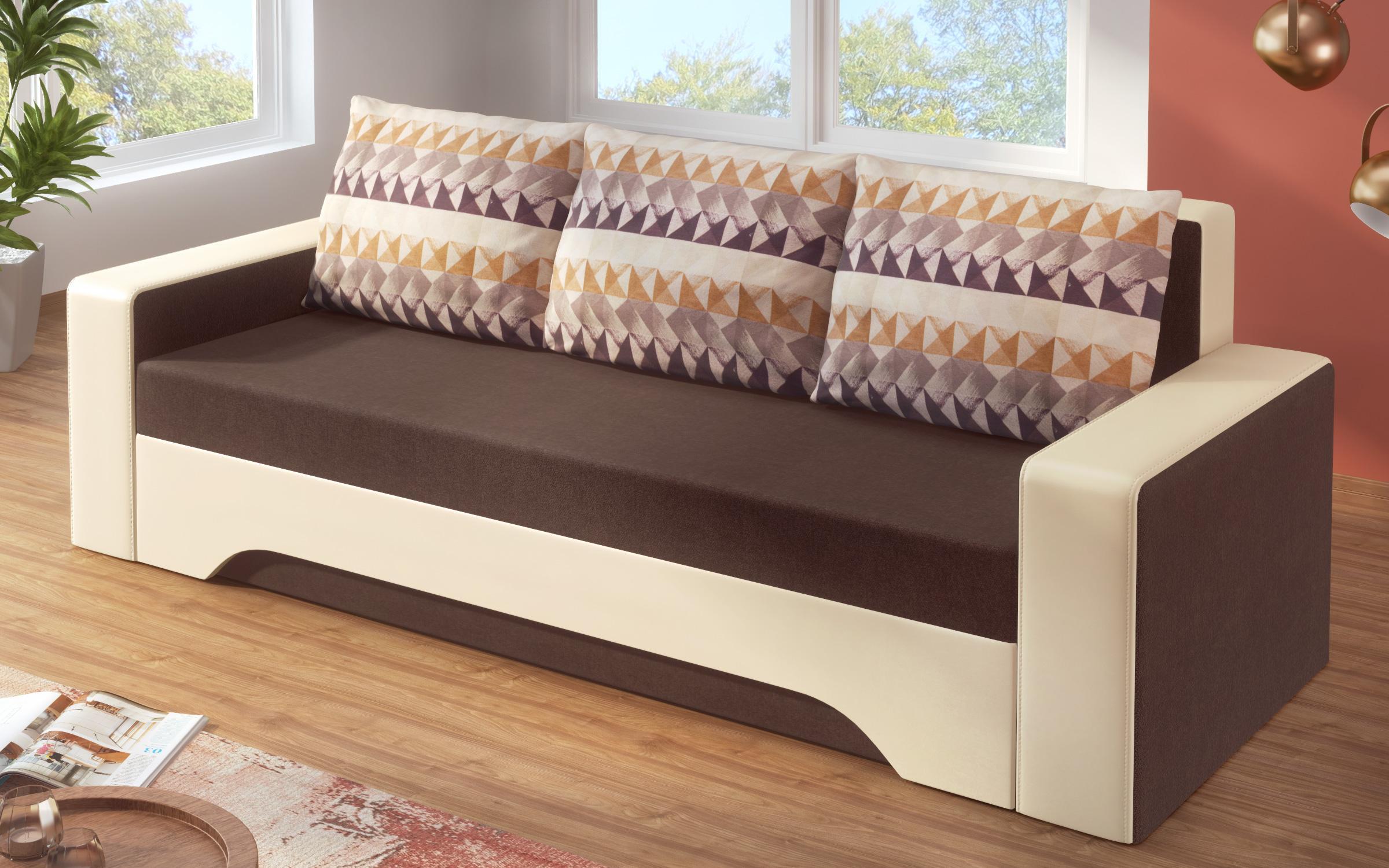 Canapea extensibila Elia IV, maro + piele bej  3