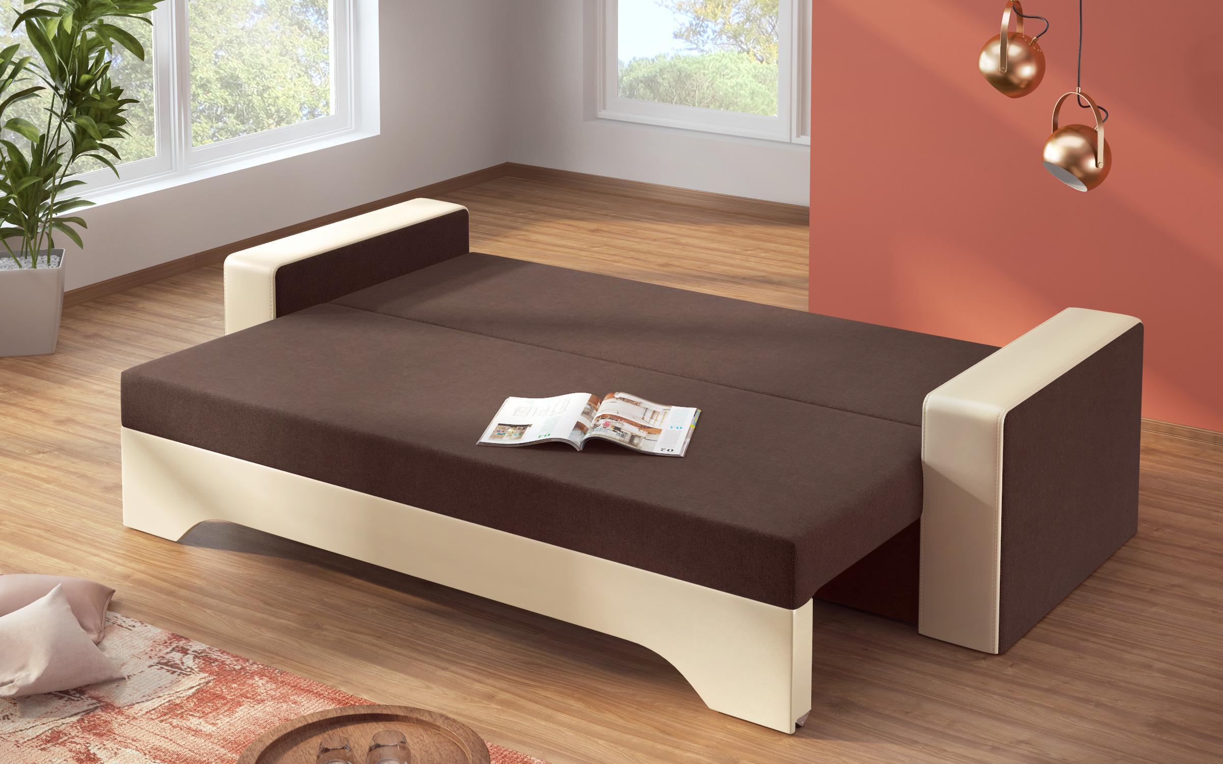 Canapea extensibila Elia IV, maro + piele bej  6
