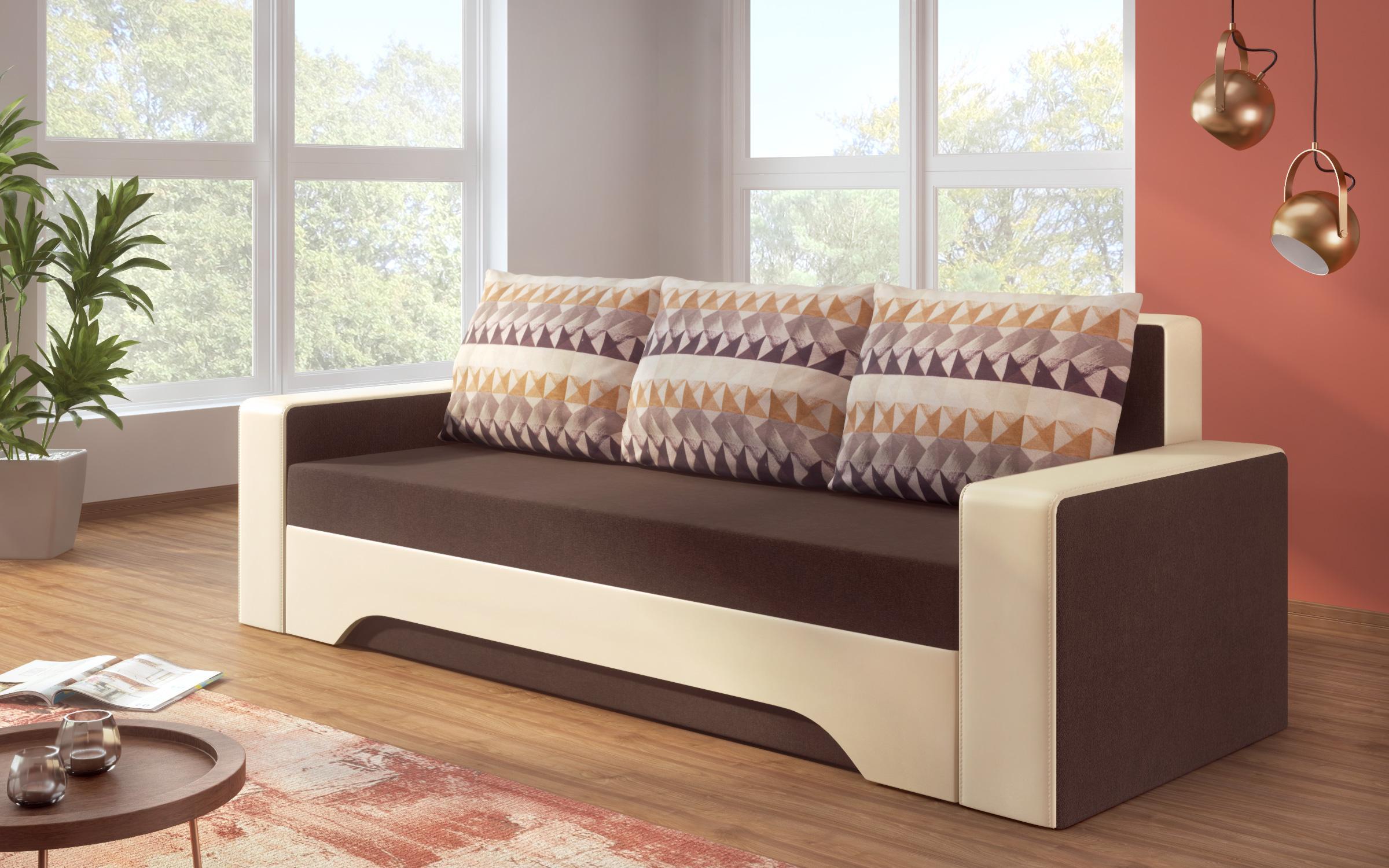 Canapea extensibila Elia IV, maro + piele bej  2