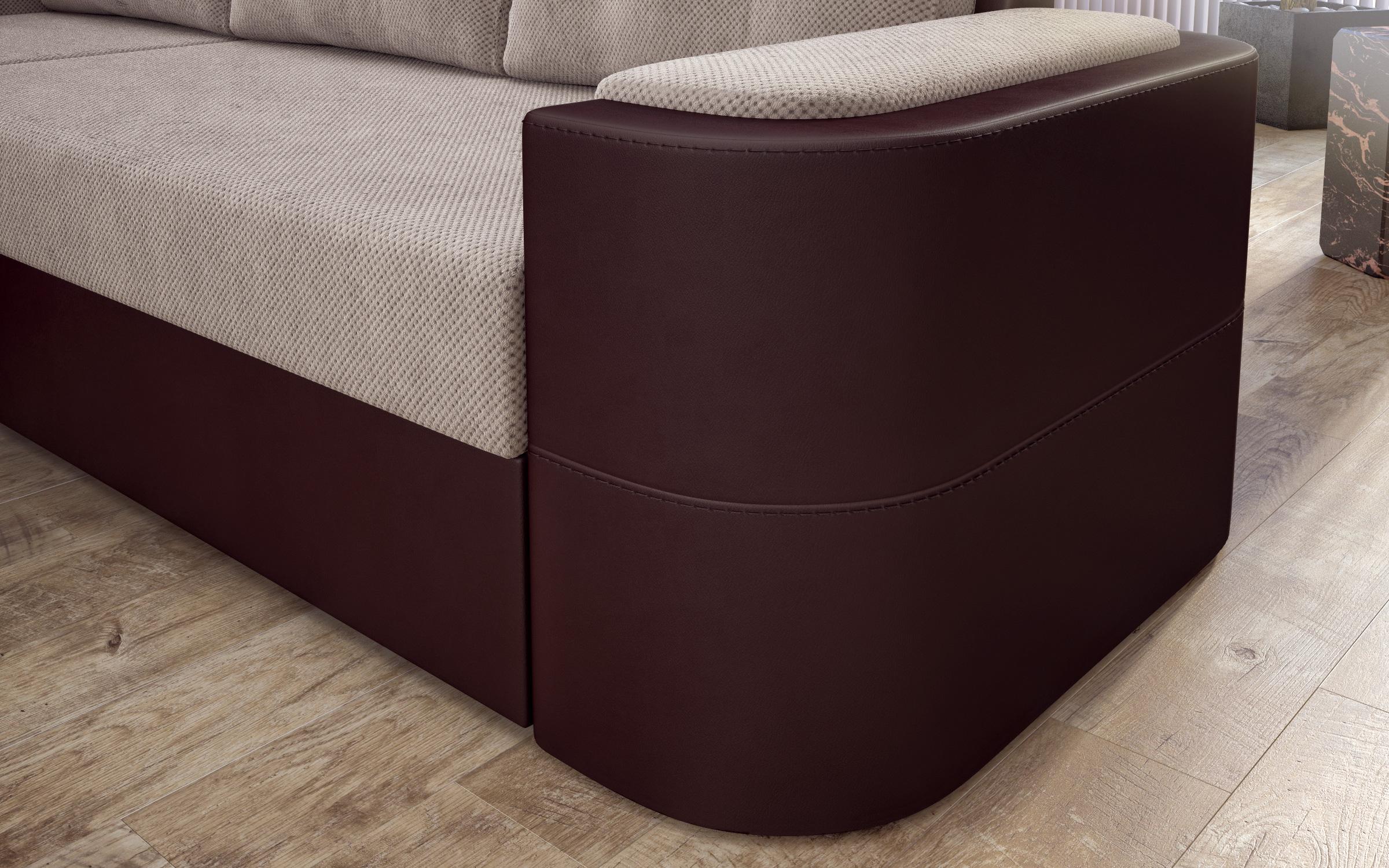 Coltar extensibil Madeira, bej + piele maro  7