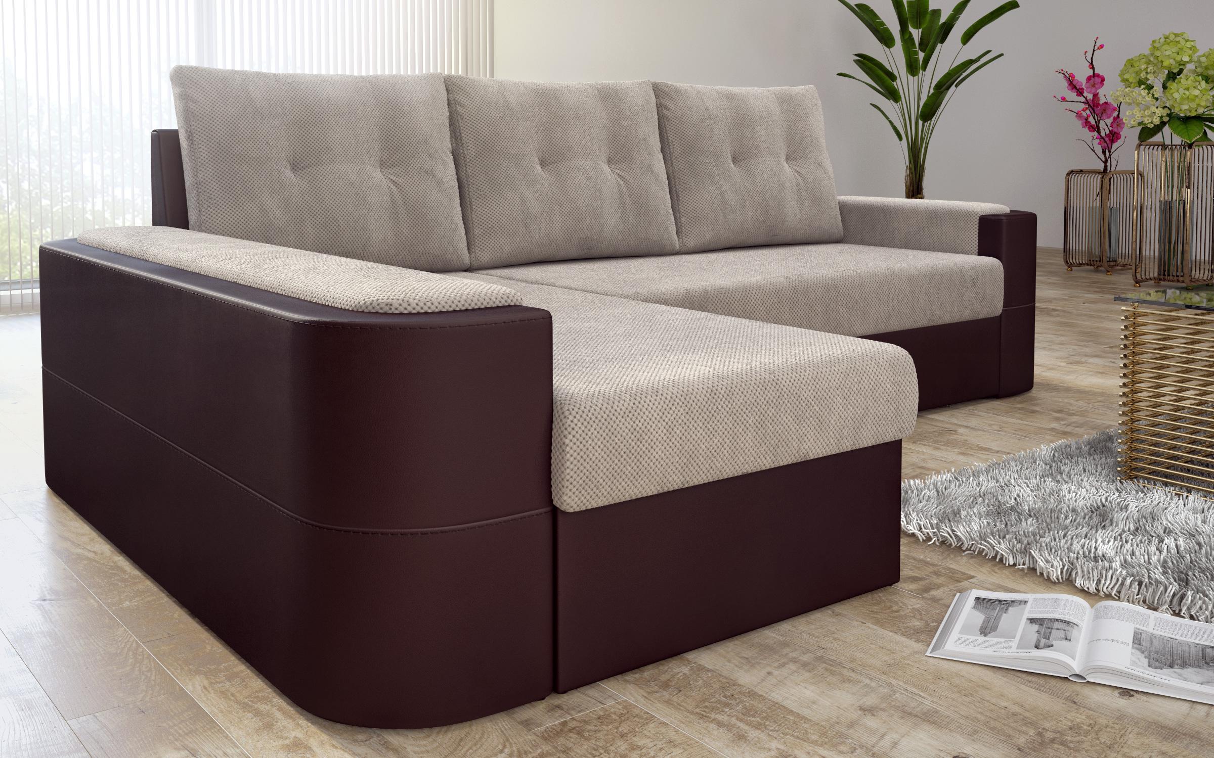 Coltar extensibil Madeira, bej + piele maro  6