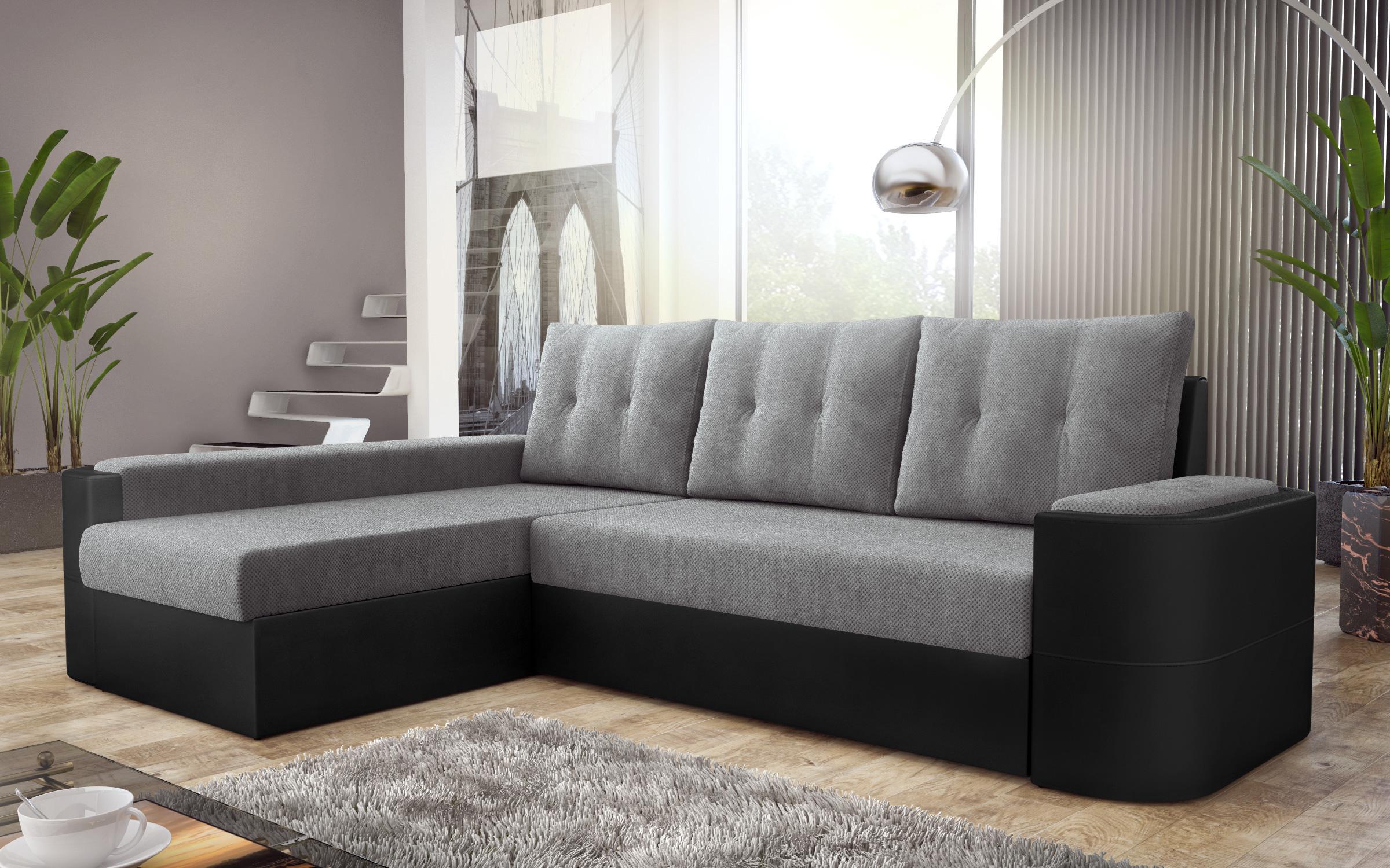 Coltar extensibil Madeira, gri + piele neagra  1