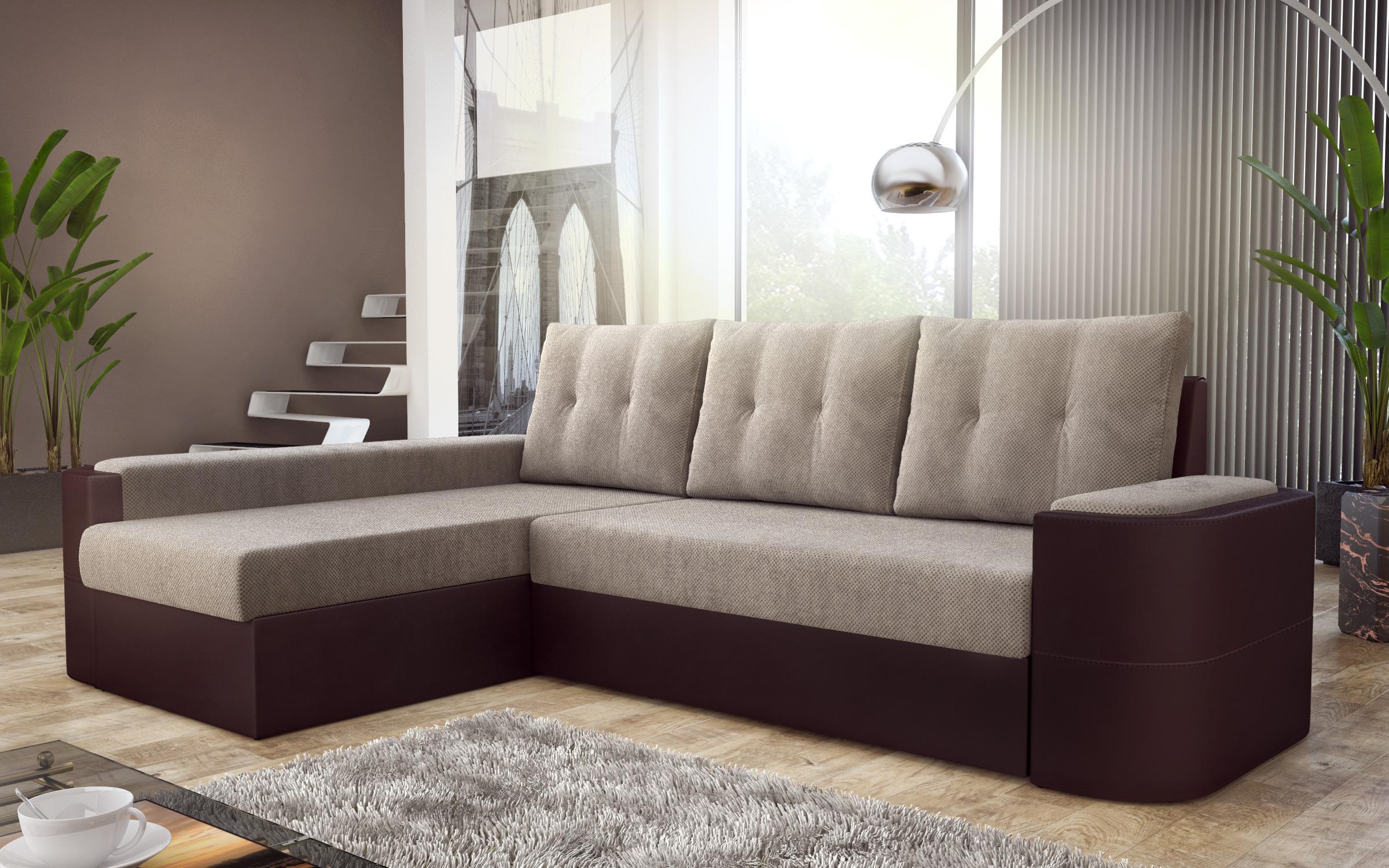 Coltar extensibil Madeira, bej + piele maro  3