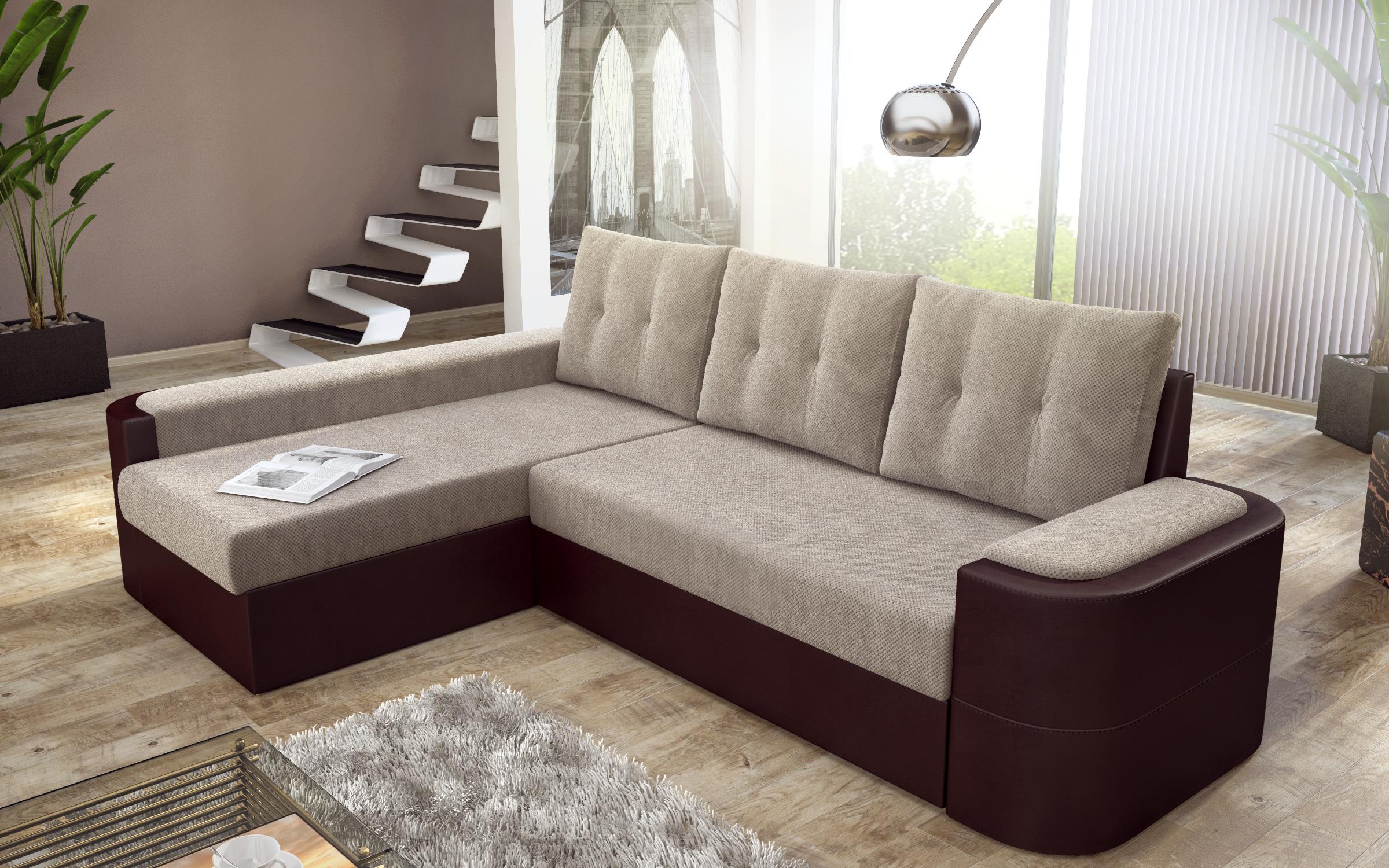 Coltar extensibil Madeira, bej + piele maro  5