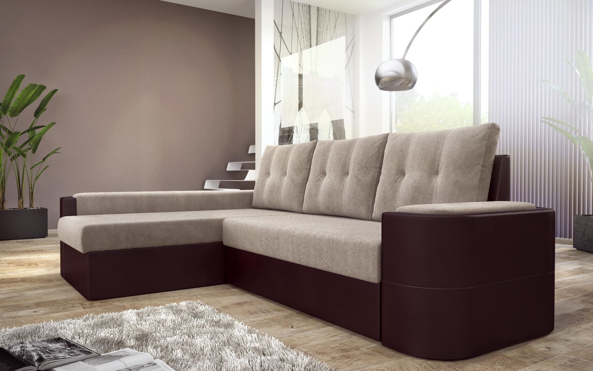 Coltar extensibil Madeira, bej + piele maro  4