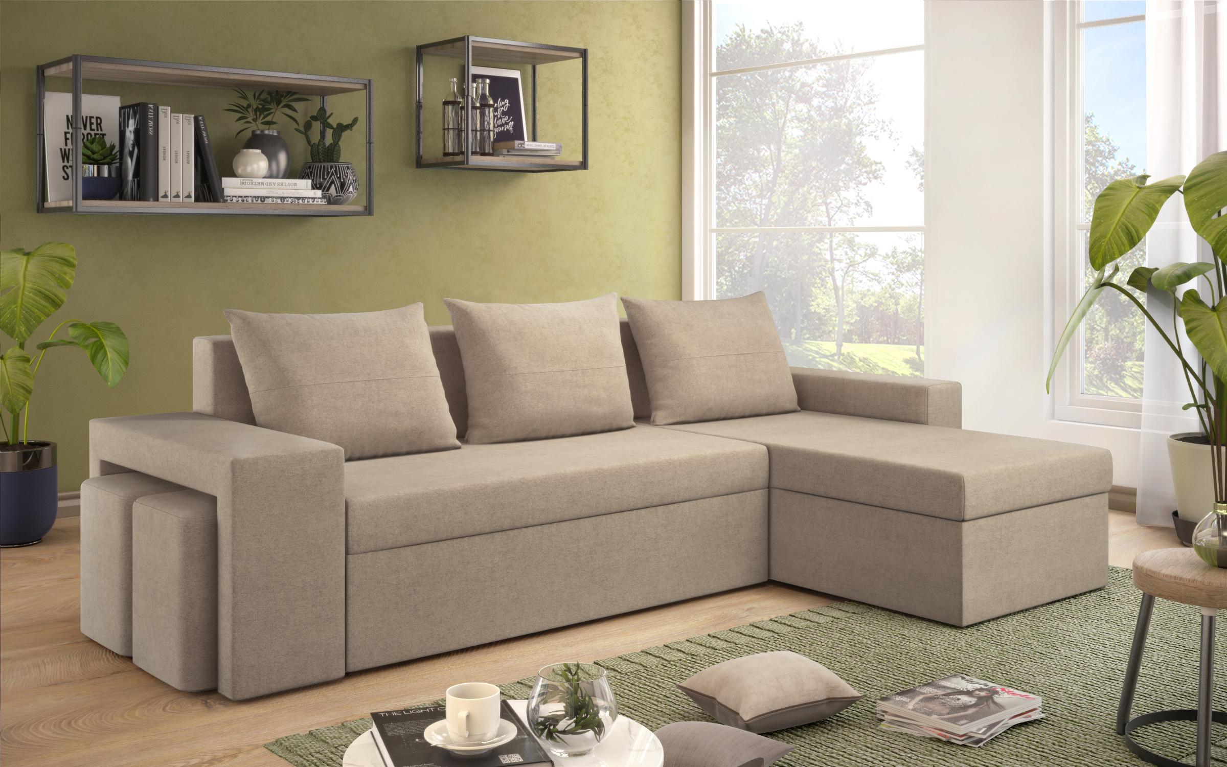 Coltar extensibil Malaga +2 taburete, bej  1