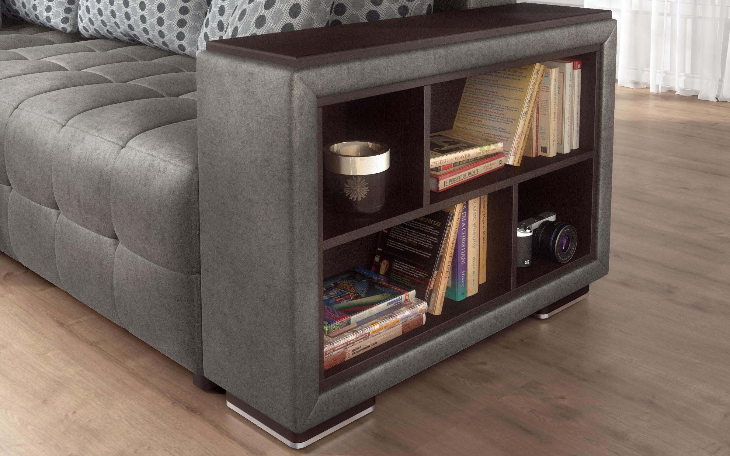Coltar extensibil Melvin cu brat mini etajera, gri  6