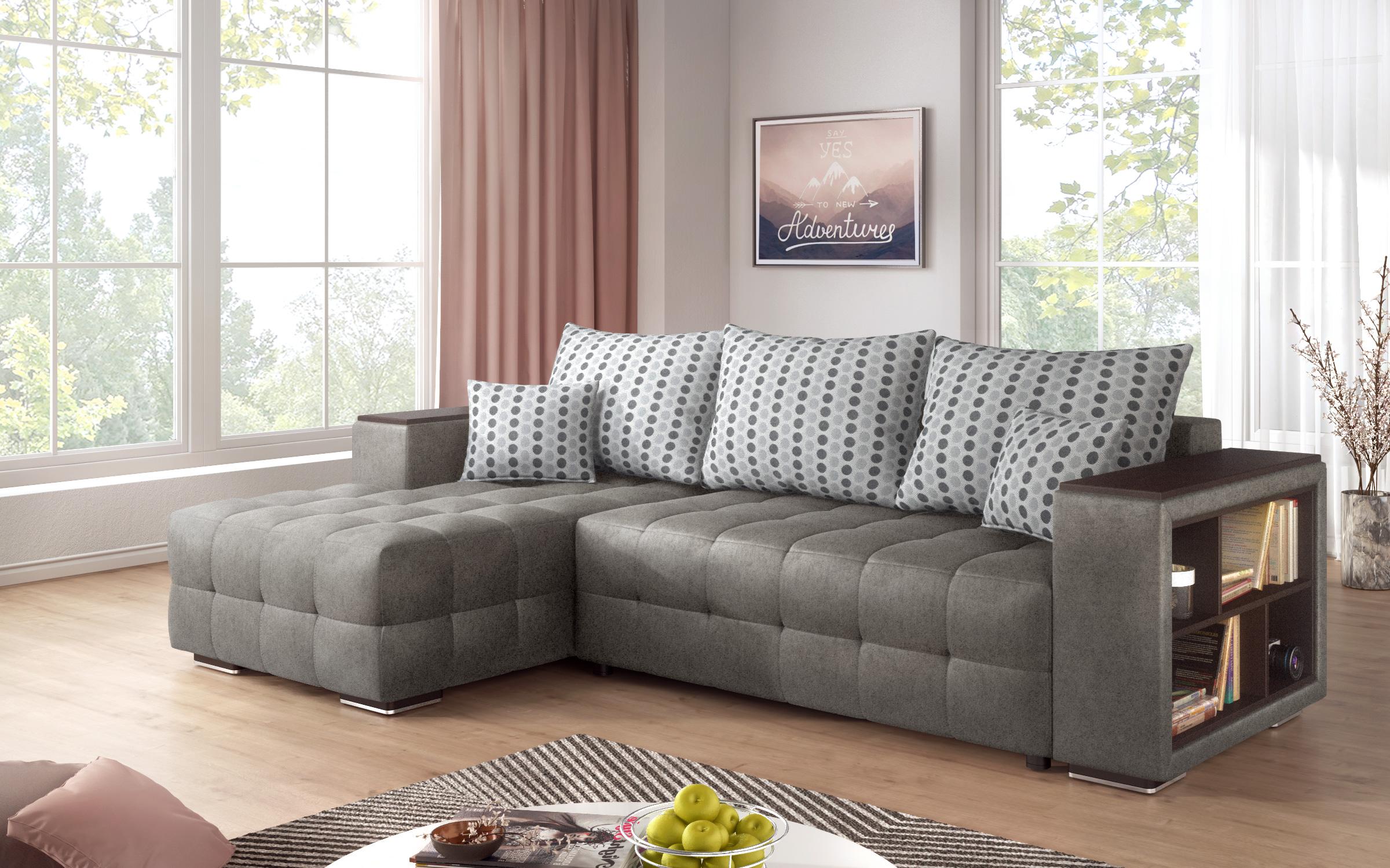 Coltar extensibil Melvin cu brat mini etajera, gri  3