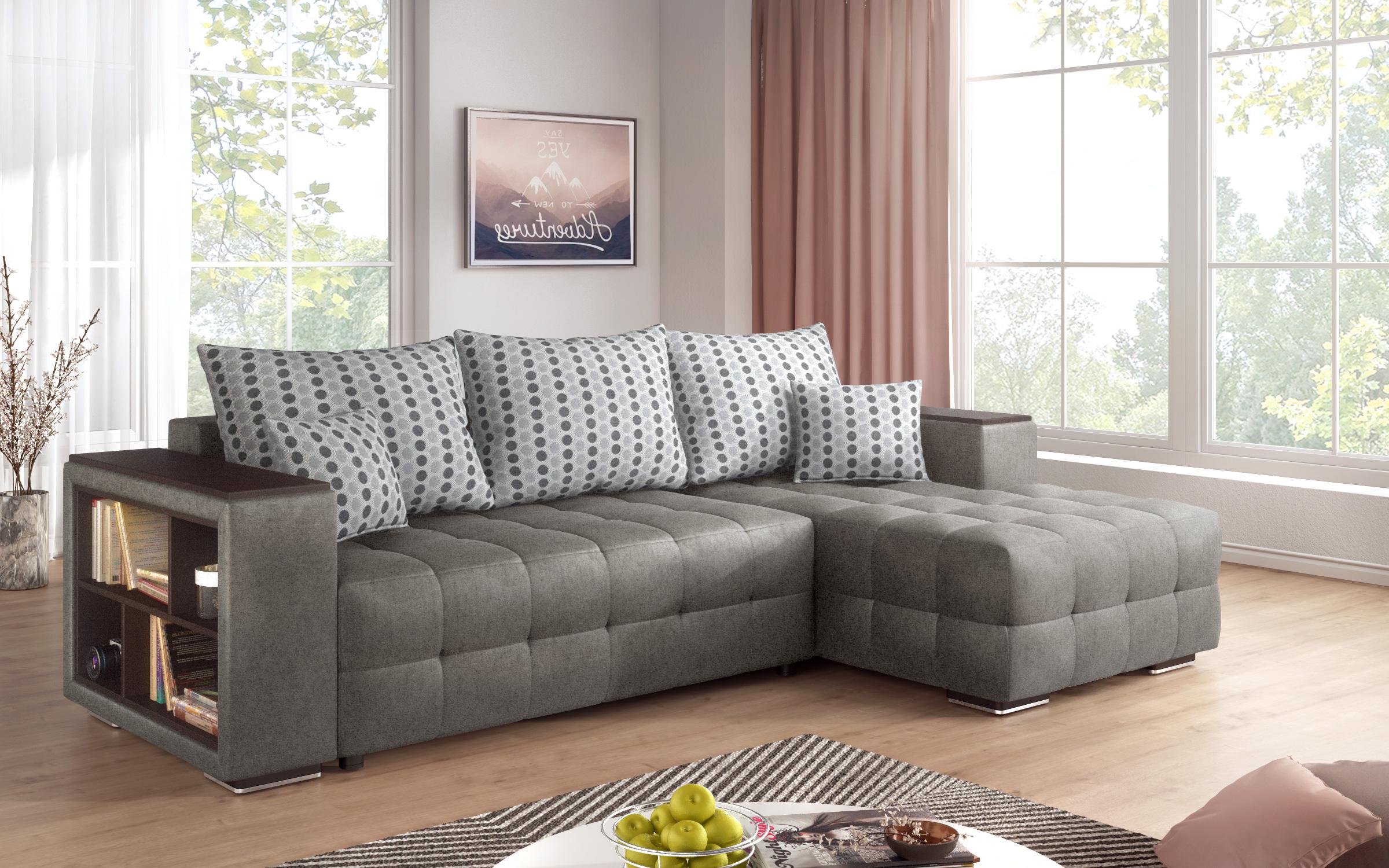 Coltar extensibil Melvin cu brat mini etajera, gri  3