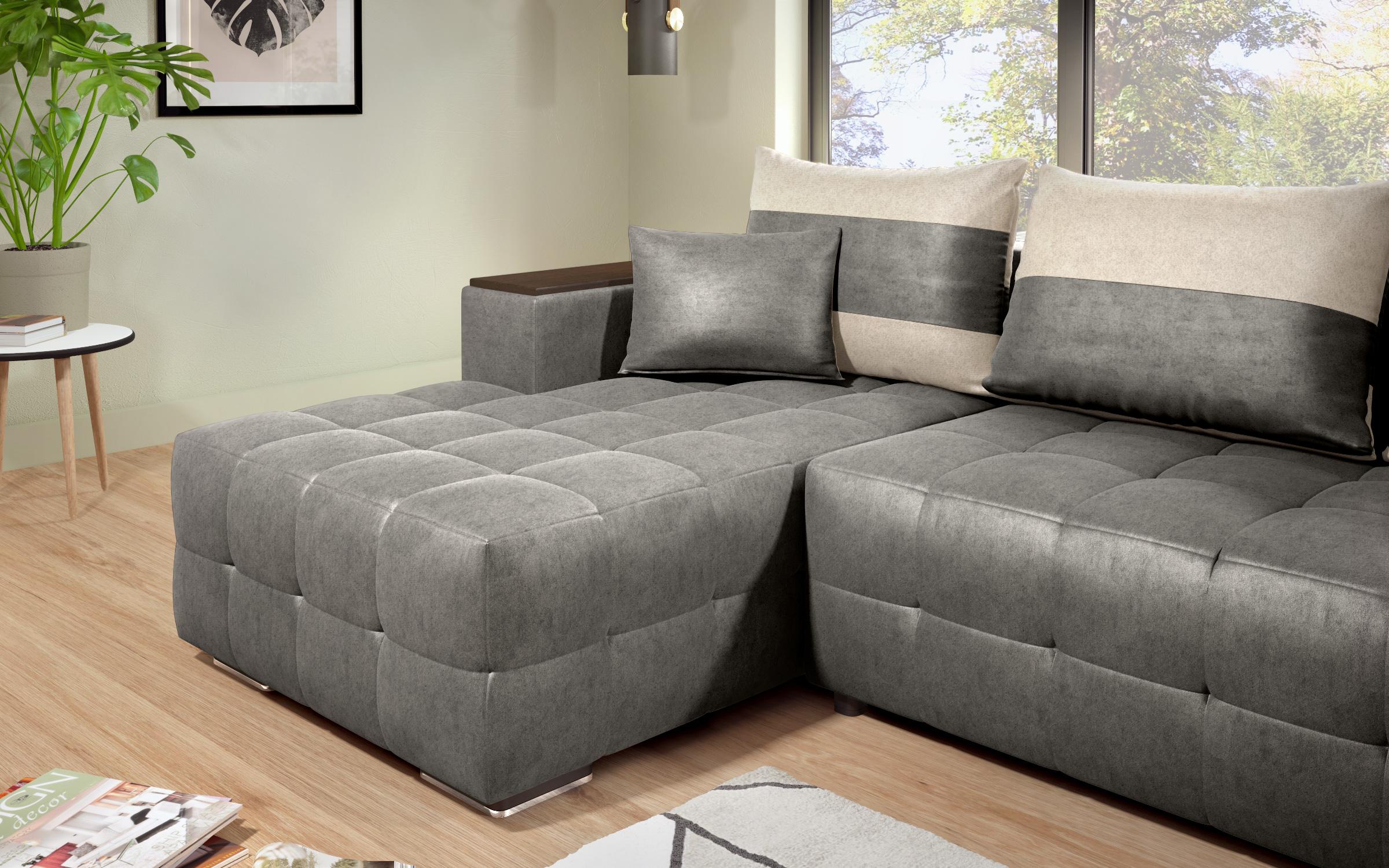 Coltar extensibil Melvin S cu  brat mini etajera, gri + bej deschis  8