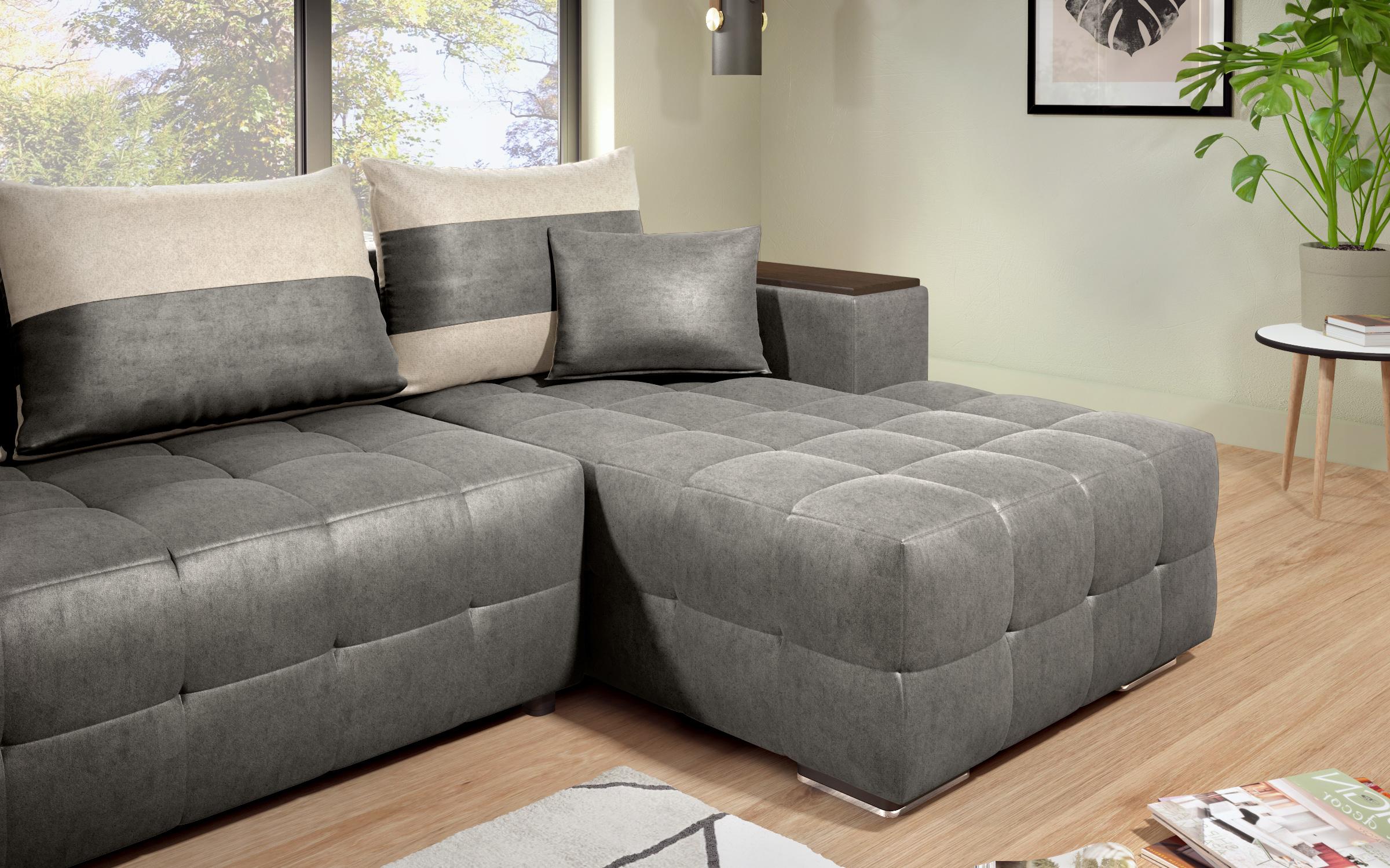 Coltar extensibil Melvin S cu  brat mini etajera, gri + bej deschis  8