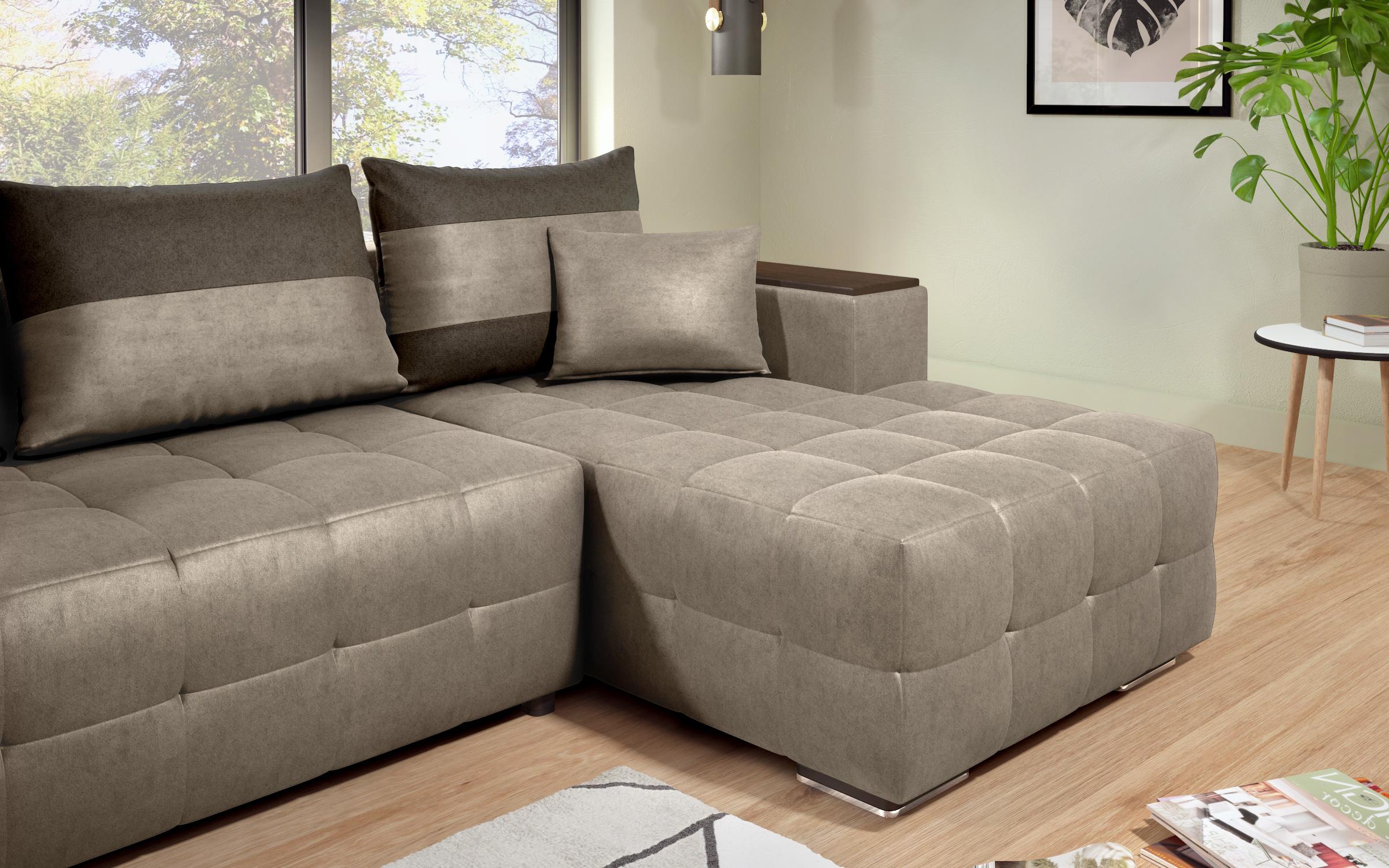 Coltar extensibil Melvin S cu  brat mini etajera, bej inchis + maro inchis  8