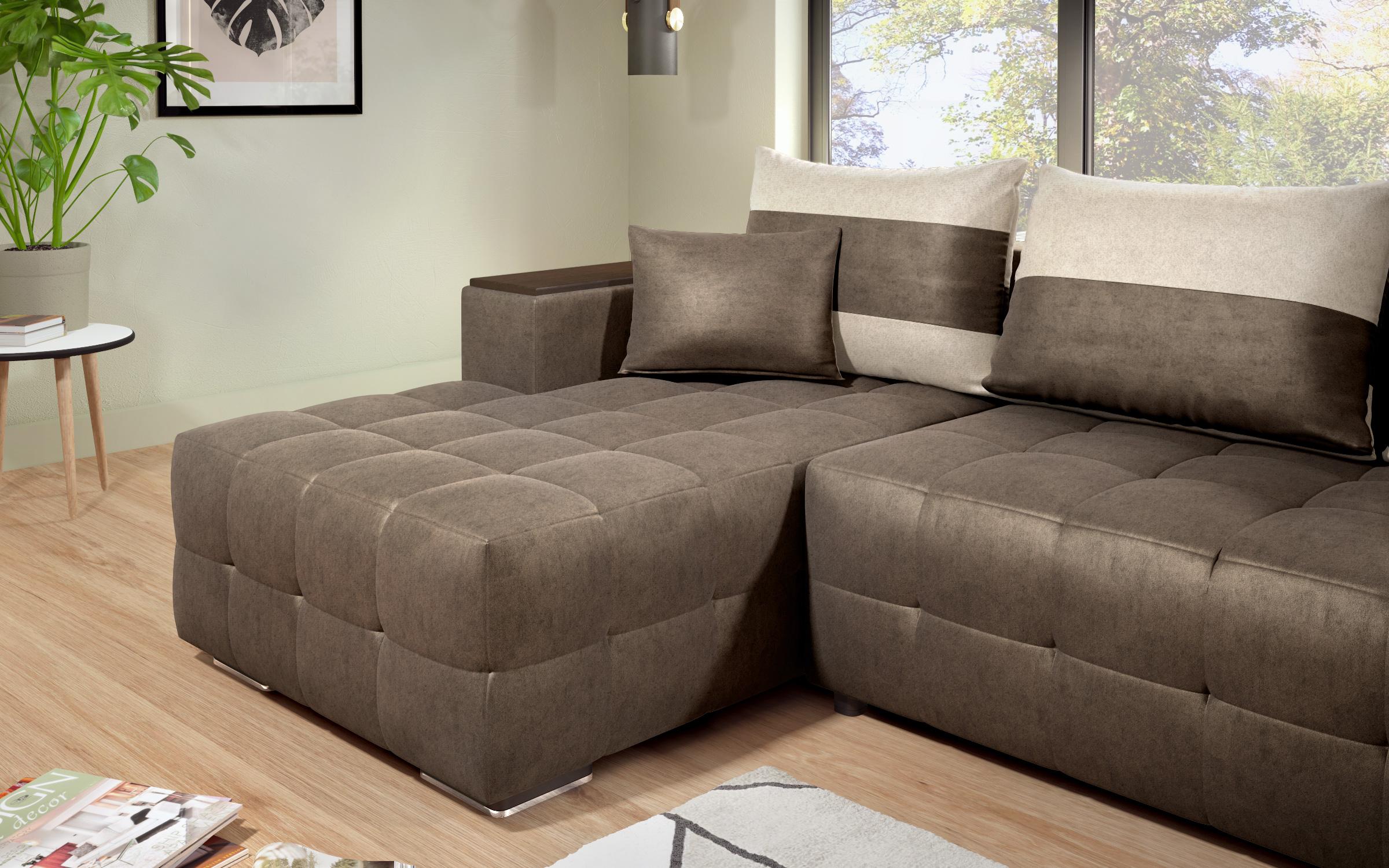 Coltar extensibil Melvin S cu  brat mini etajera, maro inchis + bej deschis  8