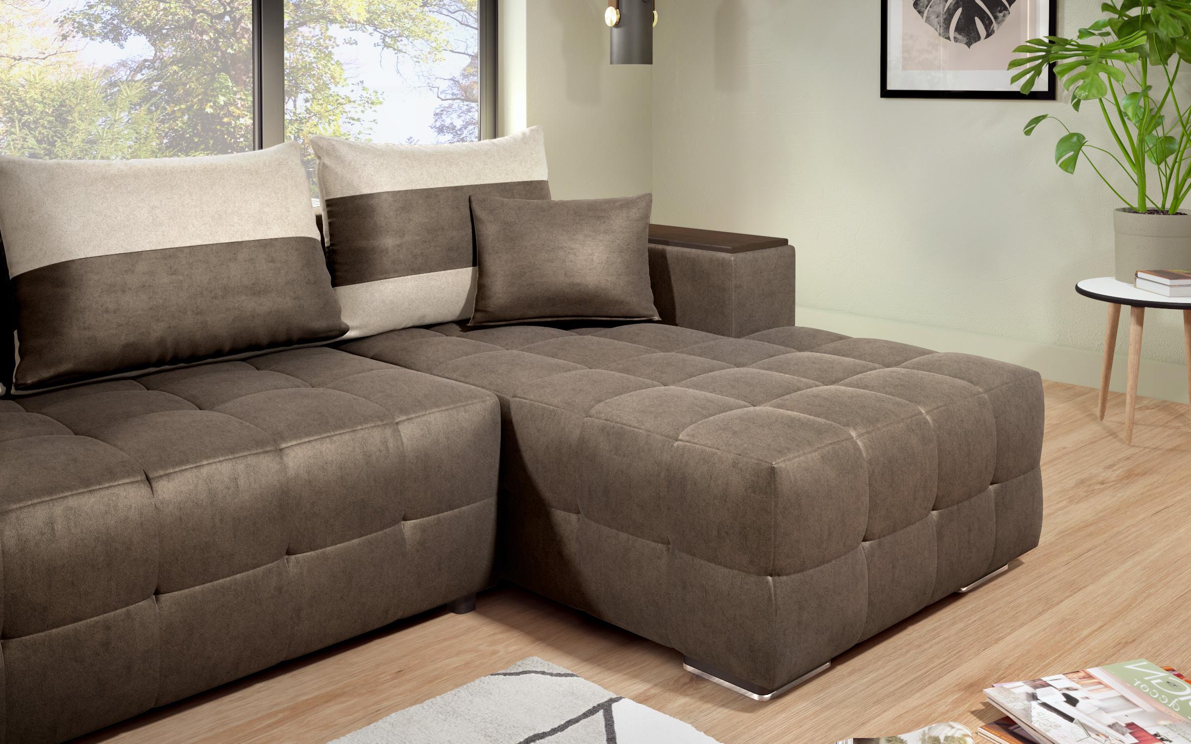 Coltar extensibil Melvin S cu  brat mini etajera, maro inchis + bej deschis  8