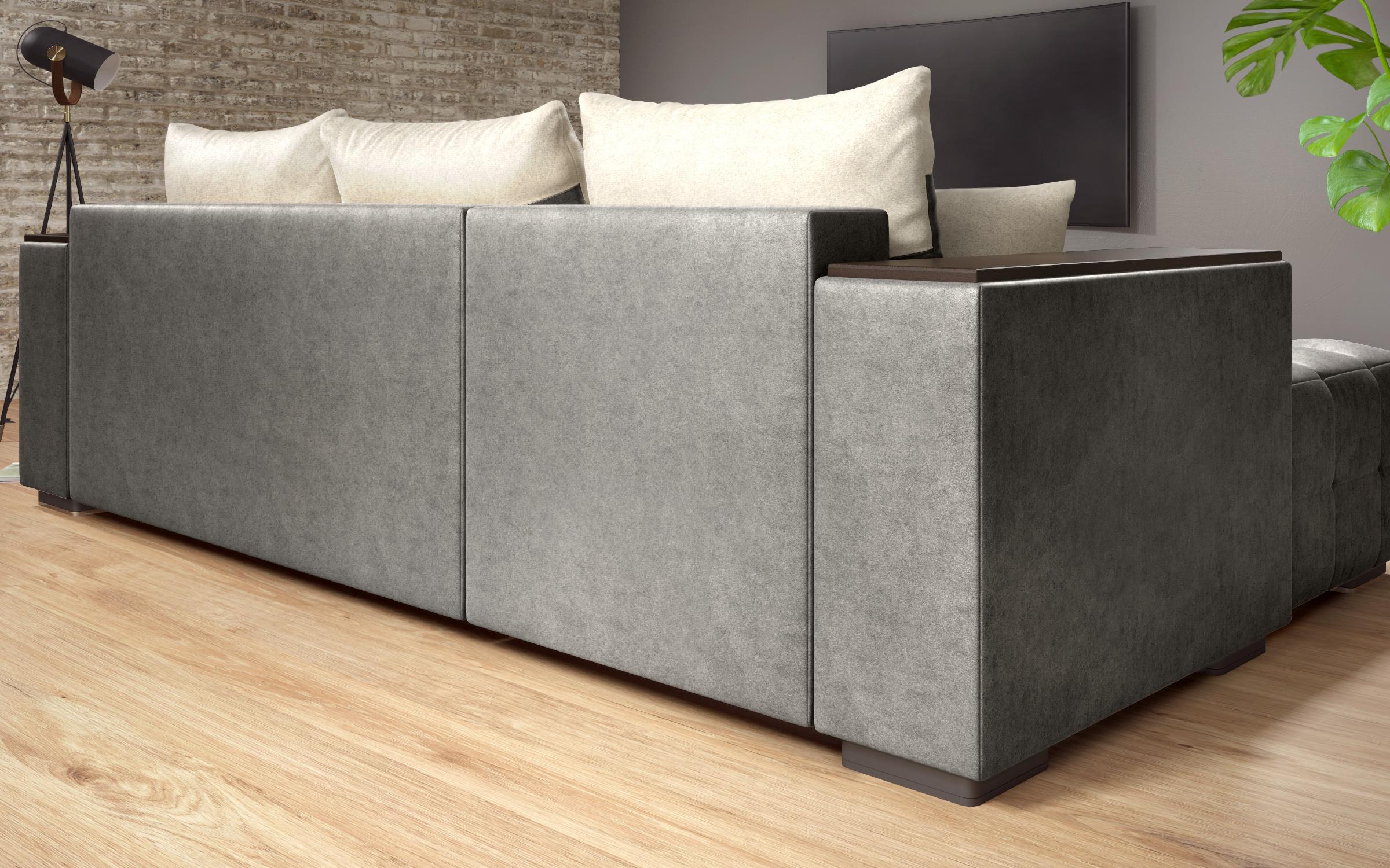 Coltar extensibil Melvin S cu  brat mini etajera, gri + bej deschis  4