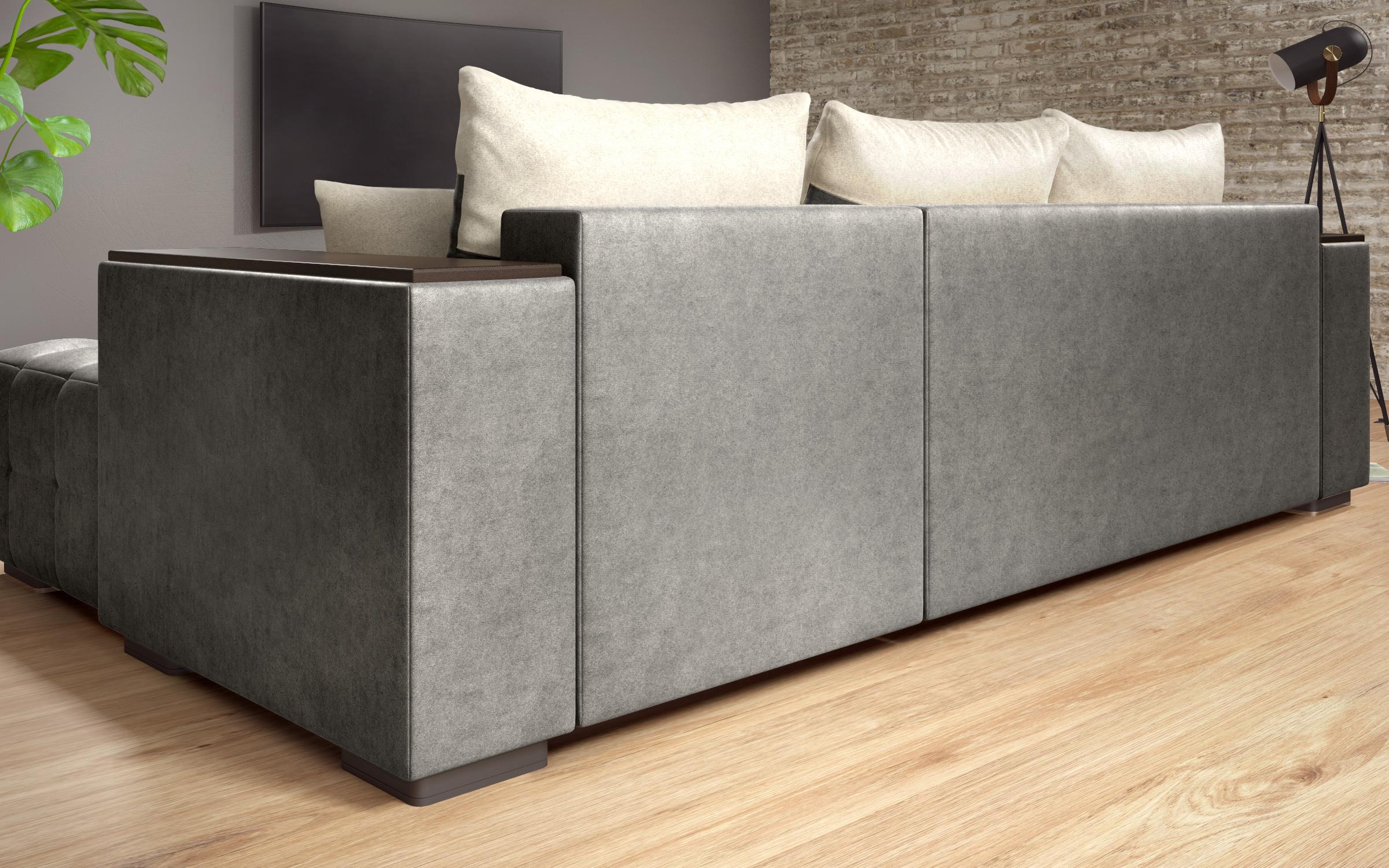 Coltar extensibil Melvin S cu  brat mini etajera, gri + bej deschis  4